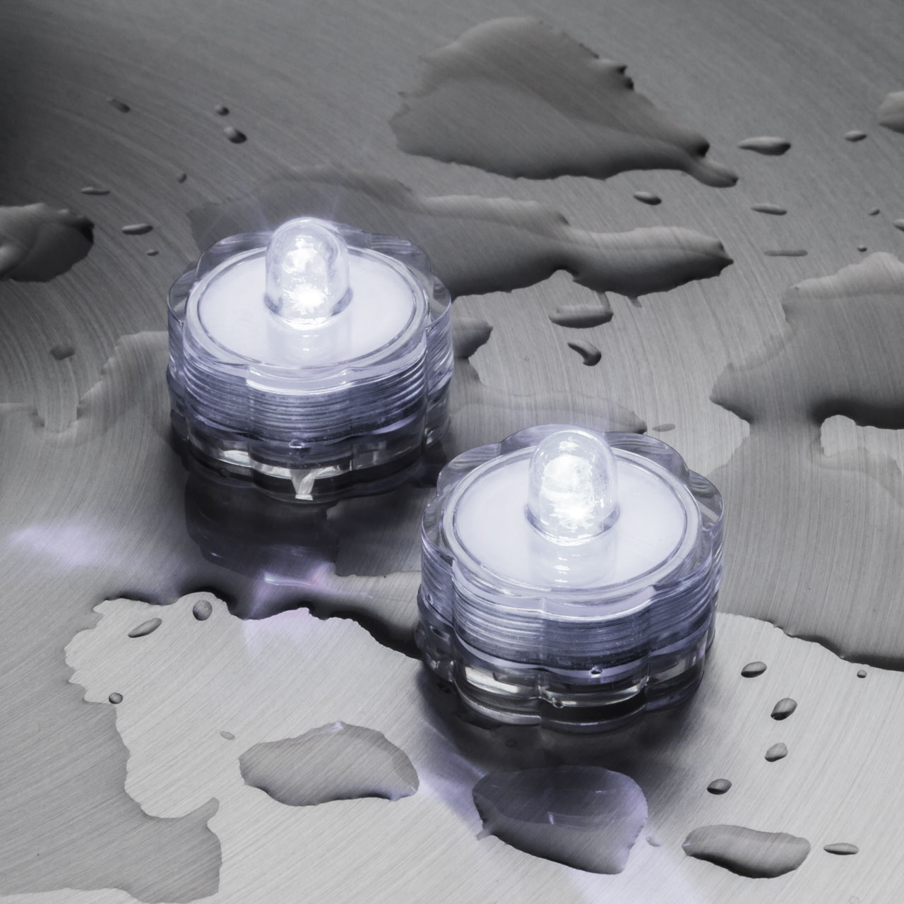2 LED-Teelichter mit Batterie, kaltweiß 2 LED-Teelichter mit Batterie, kaltweiß