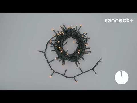 Lichterkette Connect+ 5 m, 100 LEDs Warmweiß, grünes Kabel, erweiterbar 2