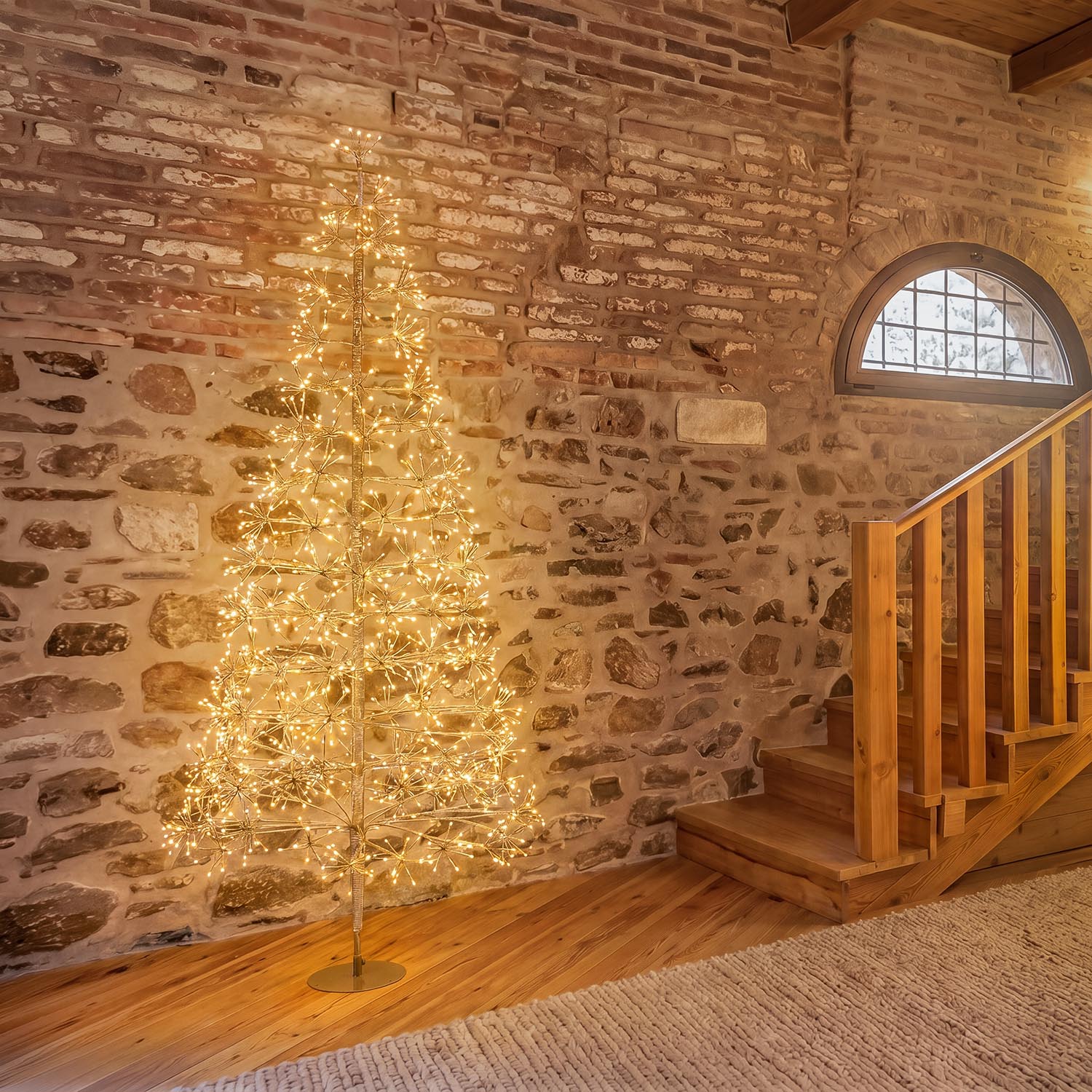 Albero Conico Champagne, h 2,1 m, 1290 led bianco caldo