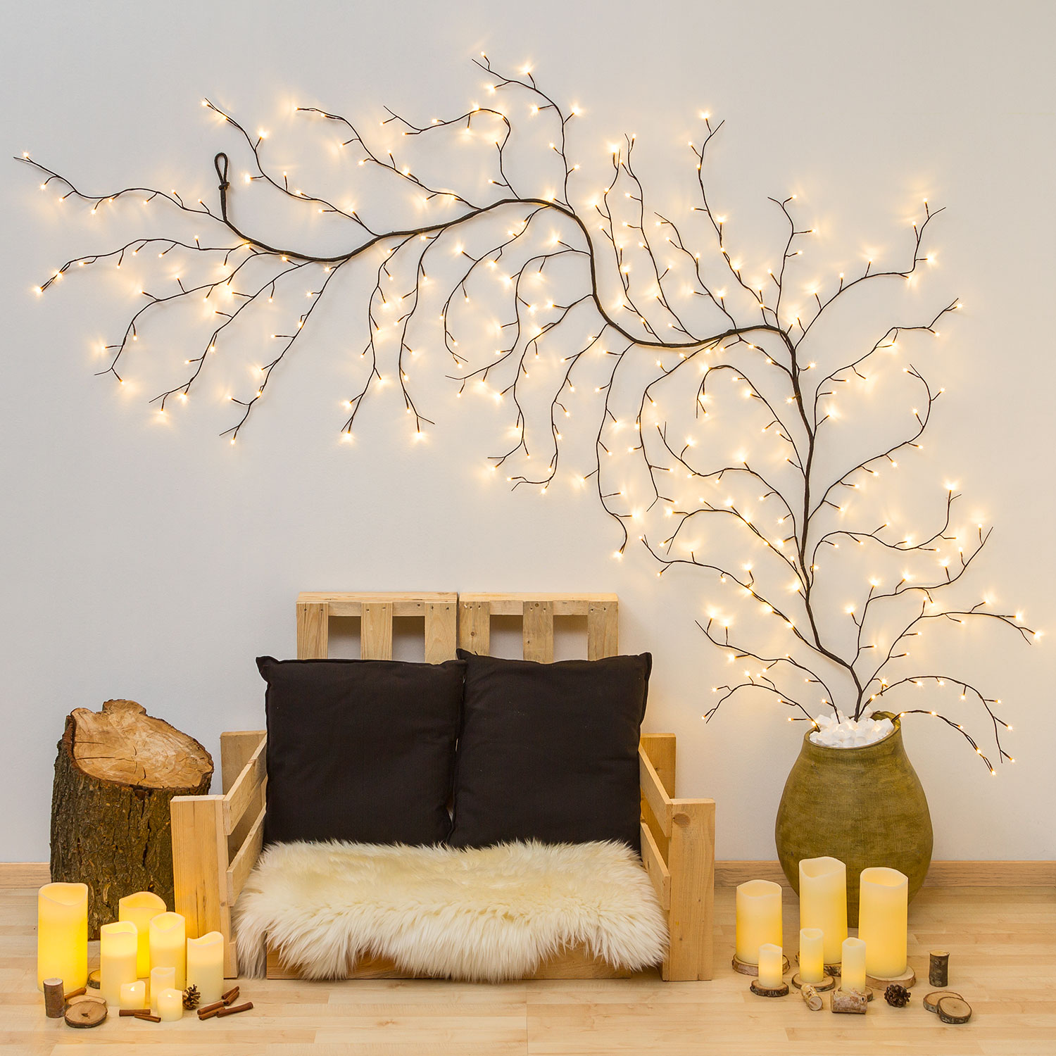 Branche marron h 3 m, 288 led blanc chaud 18 Branche marron h 3 m, 288 led blanc chaud 18