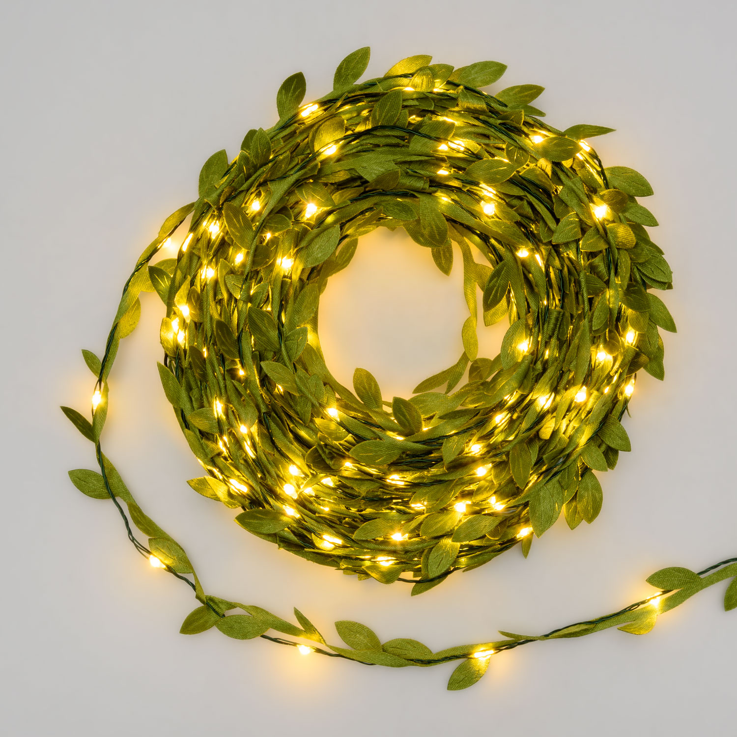 Guirlande lumineuse avec feuilles vertes, Micro led blanc chaud 4 Guirlande lumineuse avec feuilles vertes, Micro led blanc chaud 4