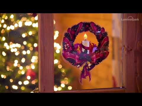 Christmas window sticker, Wreath with candle, 25 cm, warm white LEDs 2 Christmas window sticker, Wreath with candle, 25 cm, warm white LEDs 2