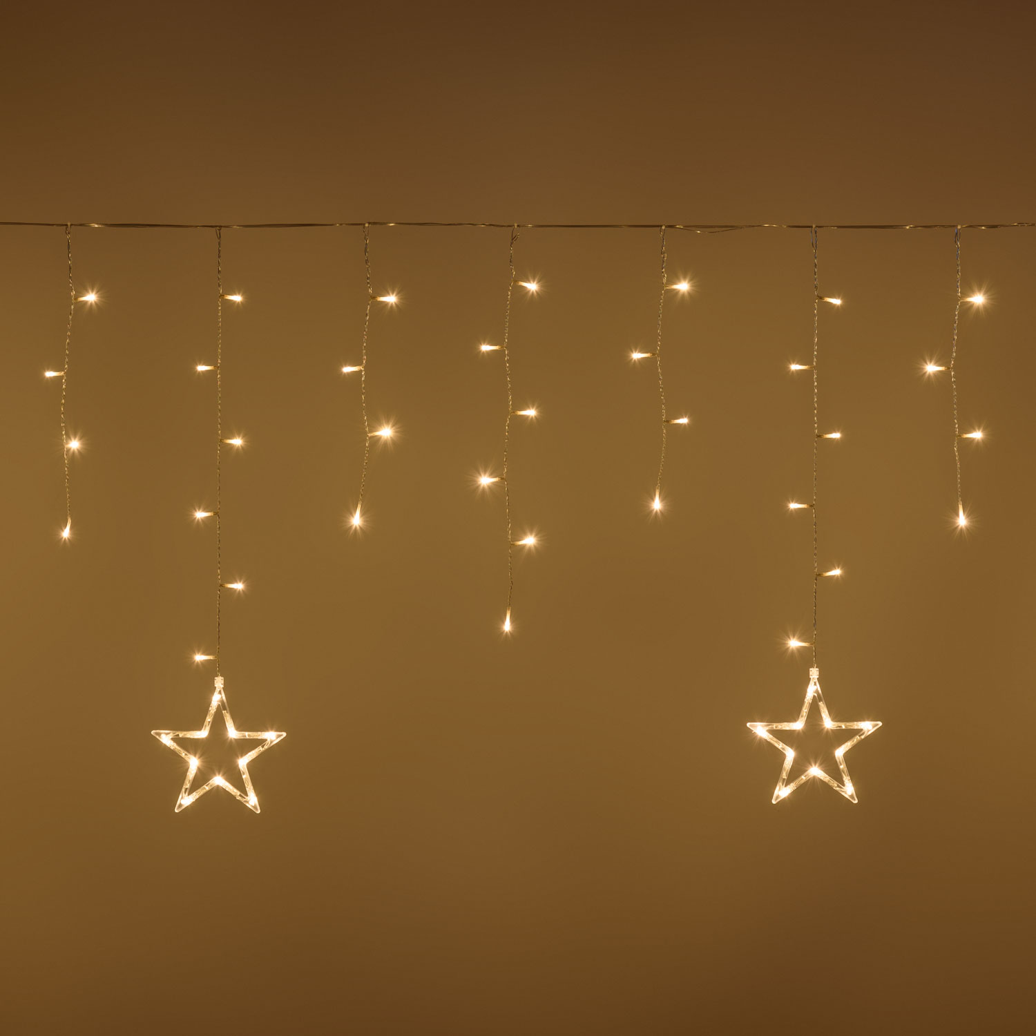 Eisregen Dekolichterkette mit Sternen 4 x 0,8 m, 150 LEDs warmweiß Eisregen Dekolichterkette mit Sternen 4 x 0,8 m, 150 LEDs warmweiß