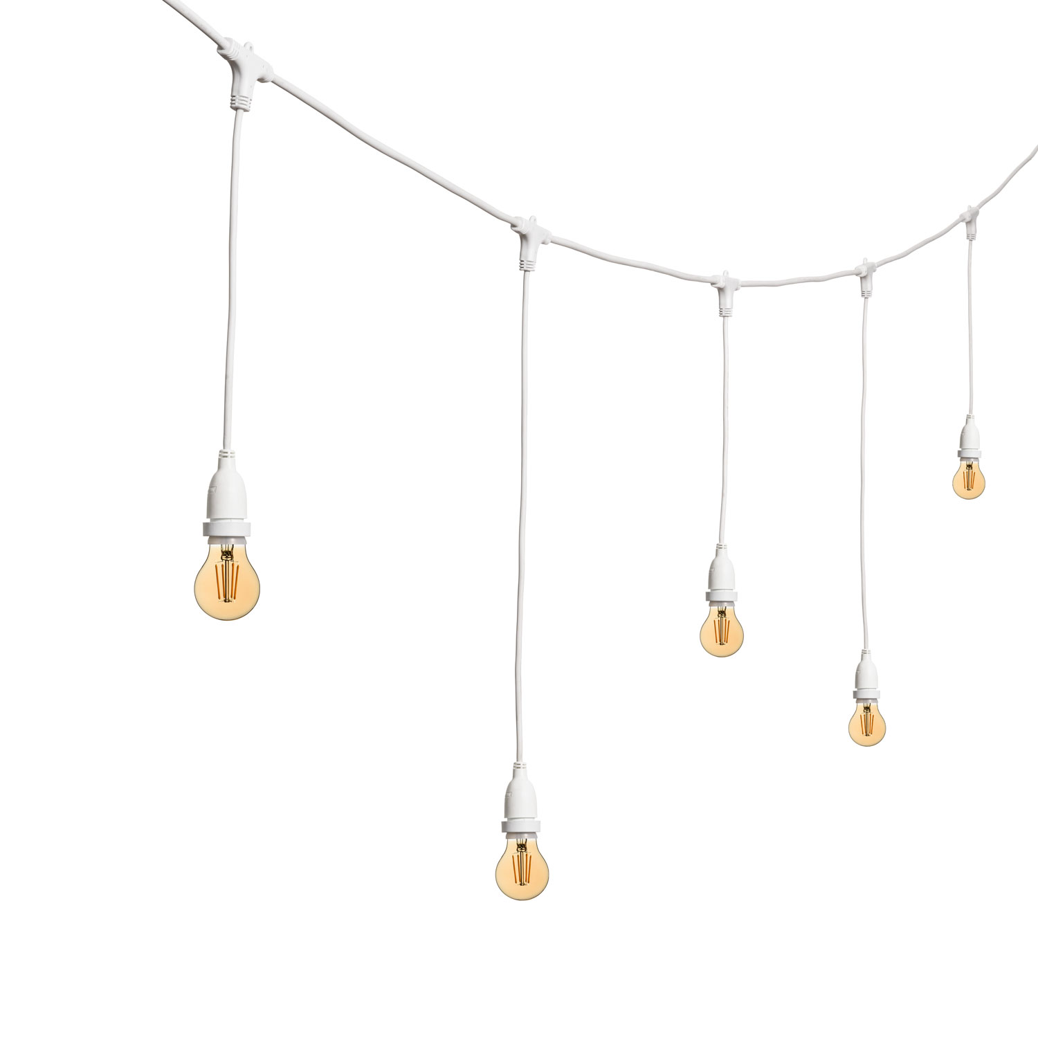Guirnalda 5 m, 8 bombillas led colgantes estándar Ø 60 mm 4 vatios, regulables, h. 70 cm, prolongable Guirnalda 5 m, 8 bombillas led colgantes estándar Ø 60 mm 4 vatios, regulables, h. 70 cm, prolongable