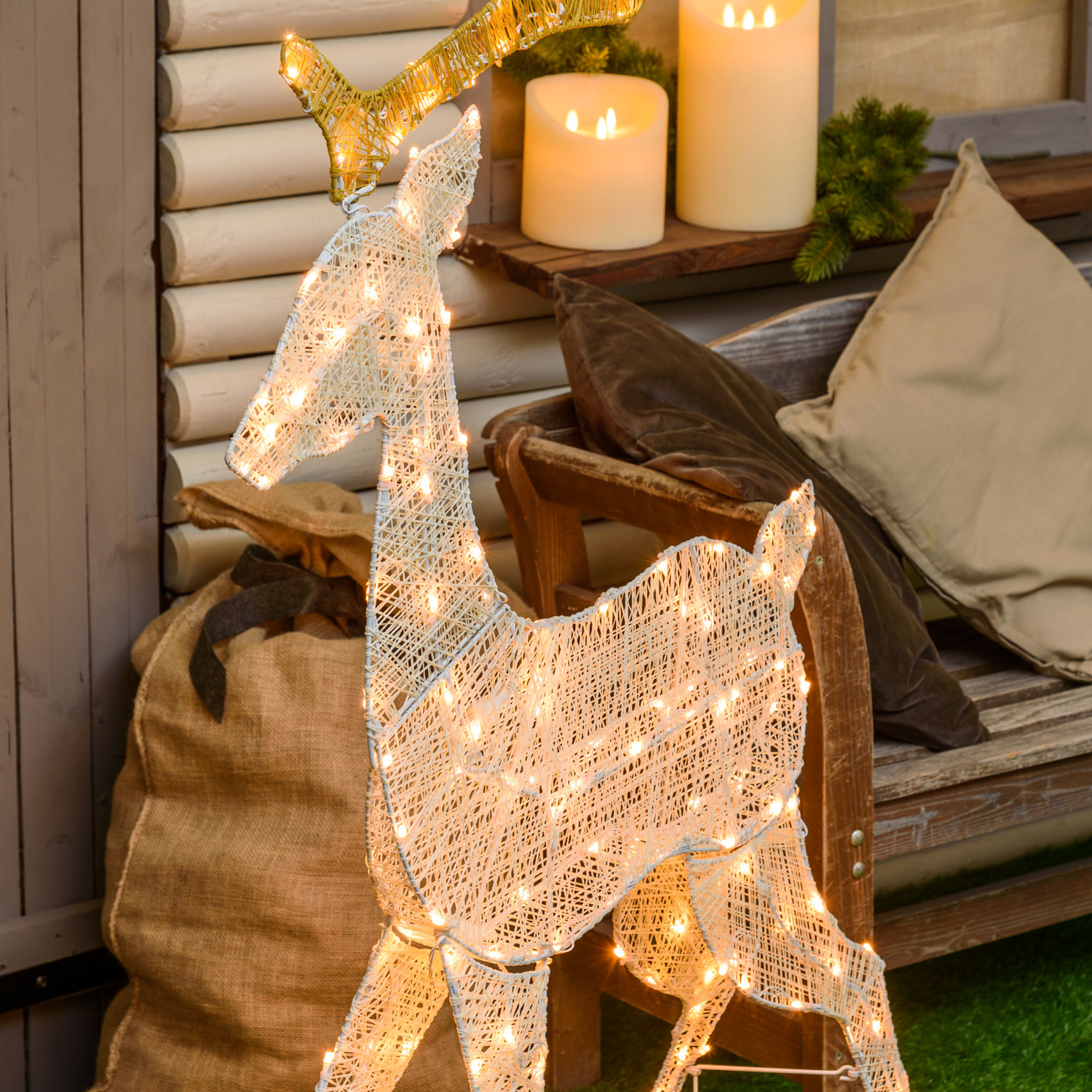 Renne 2D Light Crème et Marron h 143 cm, led blanc chaud traditionnel 8 Renne 2D Light Crème et Marron h 143 cm, led blanc chaud traditionnel 8