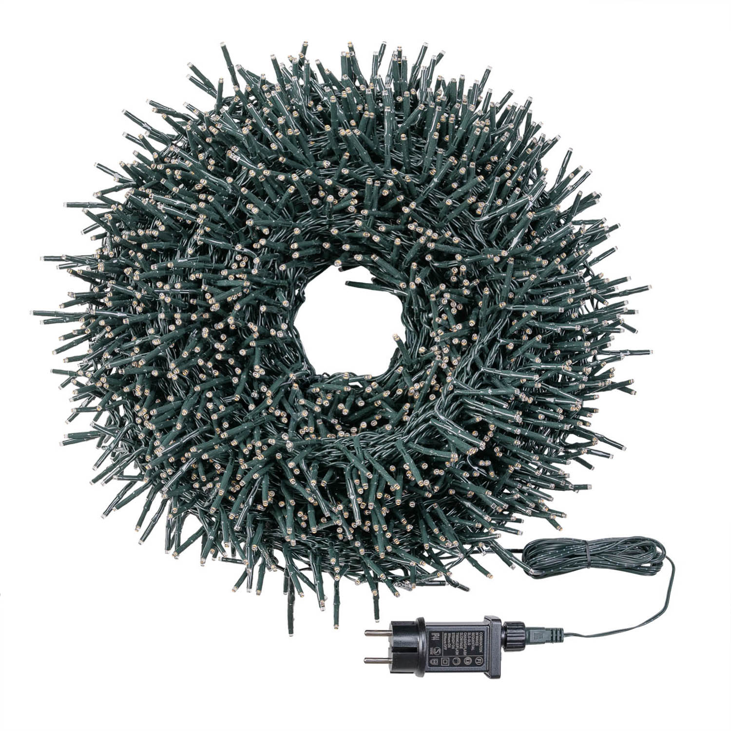 Catena Nastro di Luce Plus 60 m, 3000 miniled bianco caldo, cavo verde 2