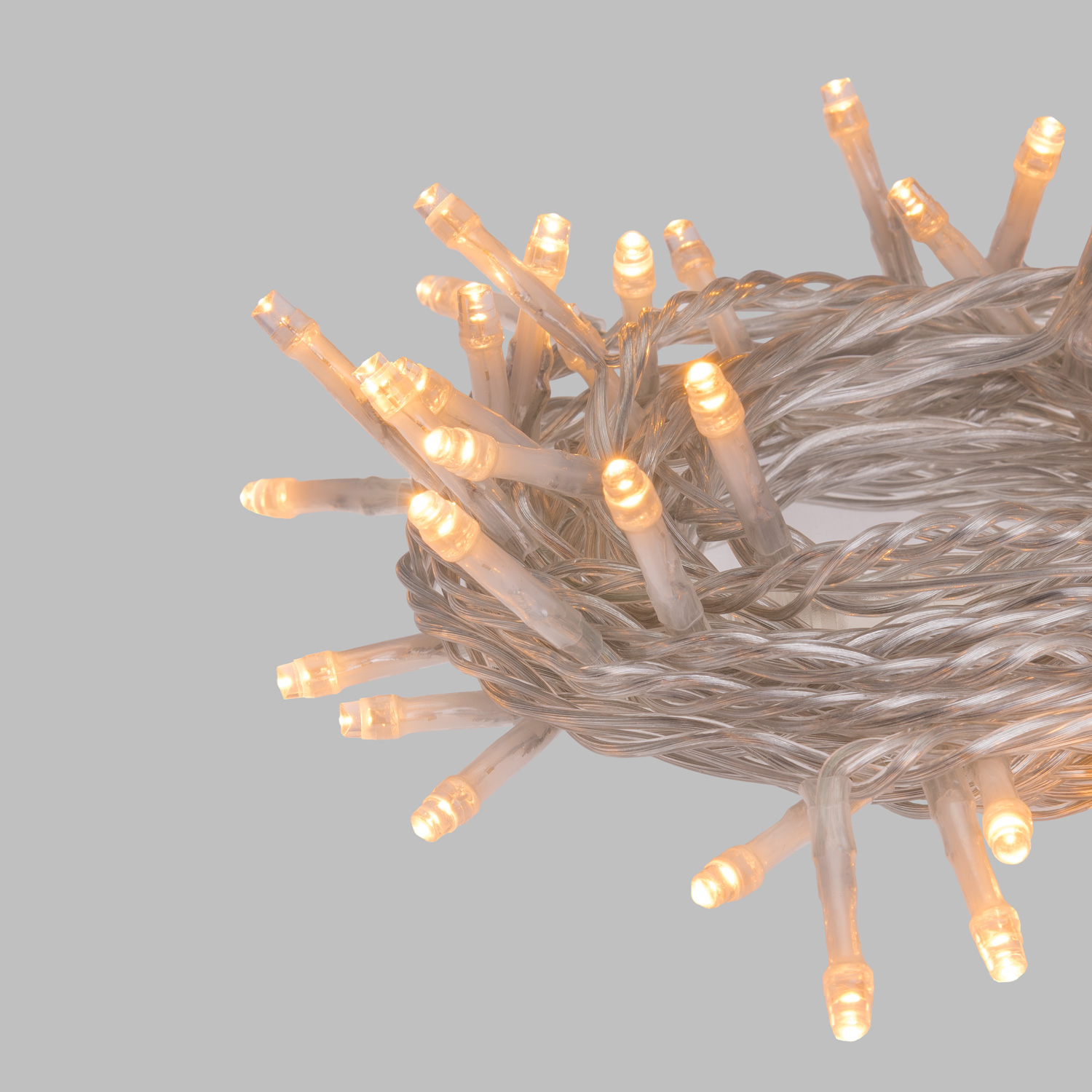 Guirnalda Connect+ 5 m, 50 led blanco cálido, cable transparente, prolongable 7