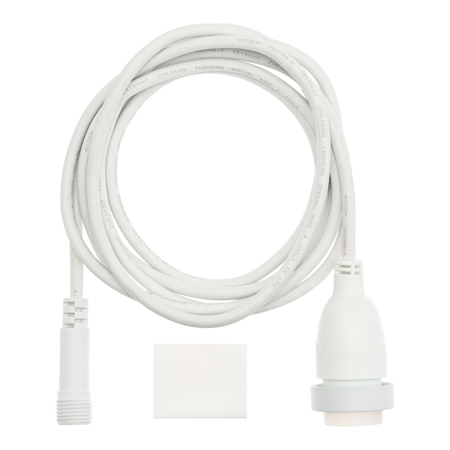 Portalampade E27 con 3 metri di cavo bianco, uso interno o esterno Portalampade E27 con 3 metri di cavo bianco, uso interno o esterno