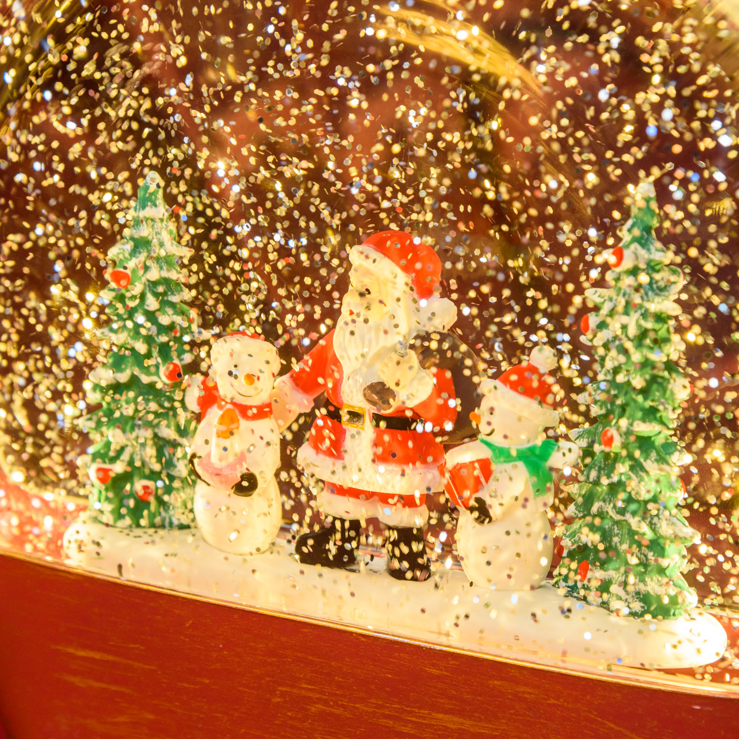 h 19 cm, Antique red glass lantern, Christmas landscape with glitter snowfall, warm white led 9 h 19 cm, Antique red glass lantern, Christmas landscape with glitter snowfall, warm white led 9