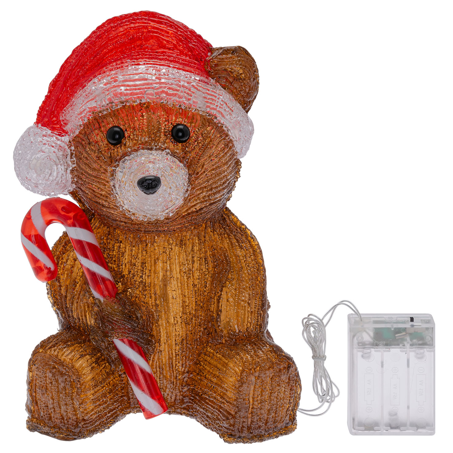 Battery-operated Christmas bear with Candy Cane, h 24 cm, 32 cold white LEDs 7 Battery-operated Christmas bear with Candy Cane, h 24 cm, 32 cold white LEDs 7