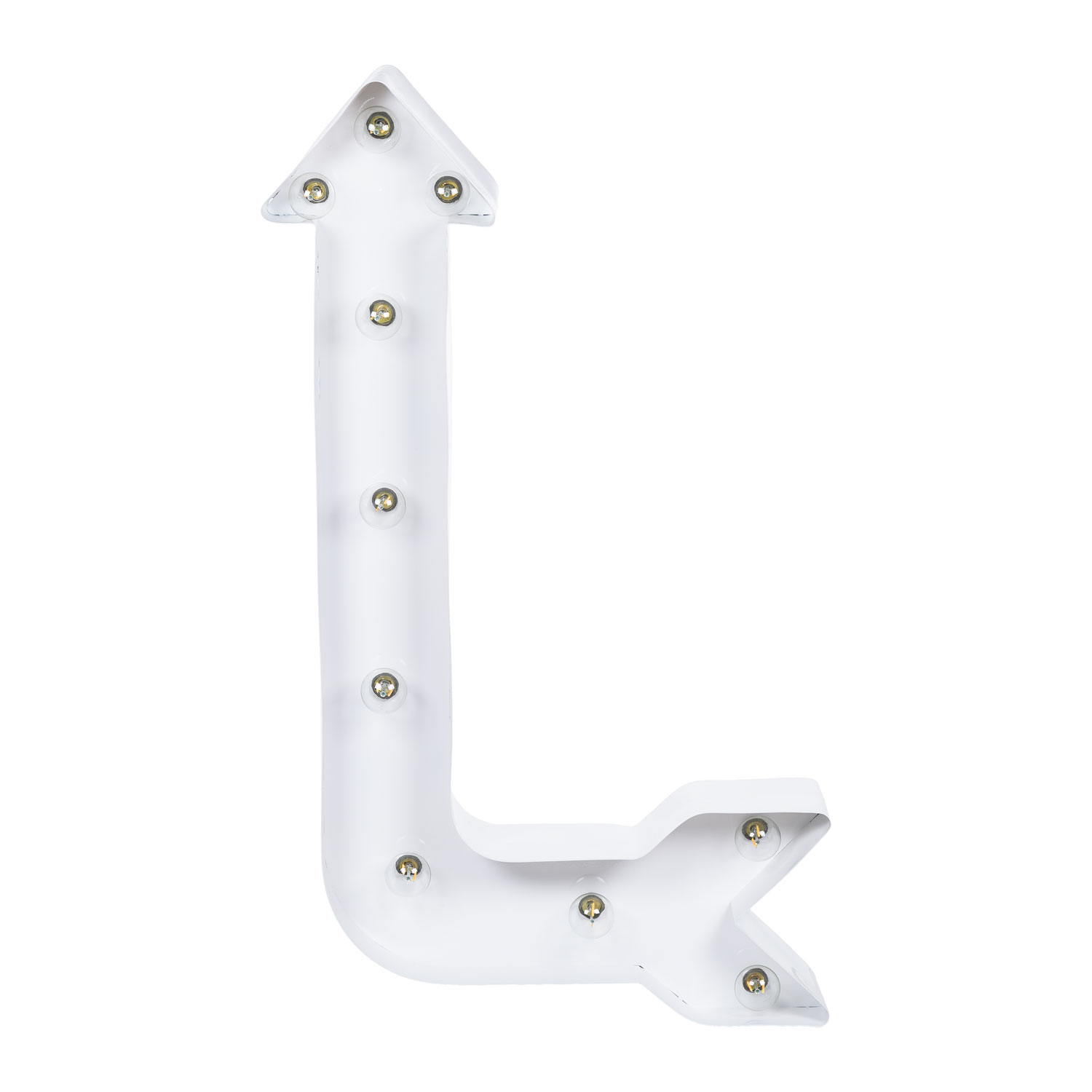 Vintage Leuchtpfeil aus weißem Metall 90 cm, E14 Lampenfassungen 4 Vintage Leuchtpfeil aus weißem Metall 90 cm, E14 Lampenfassungen 4
