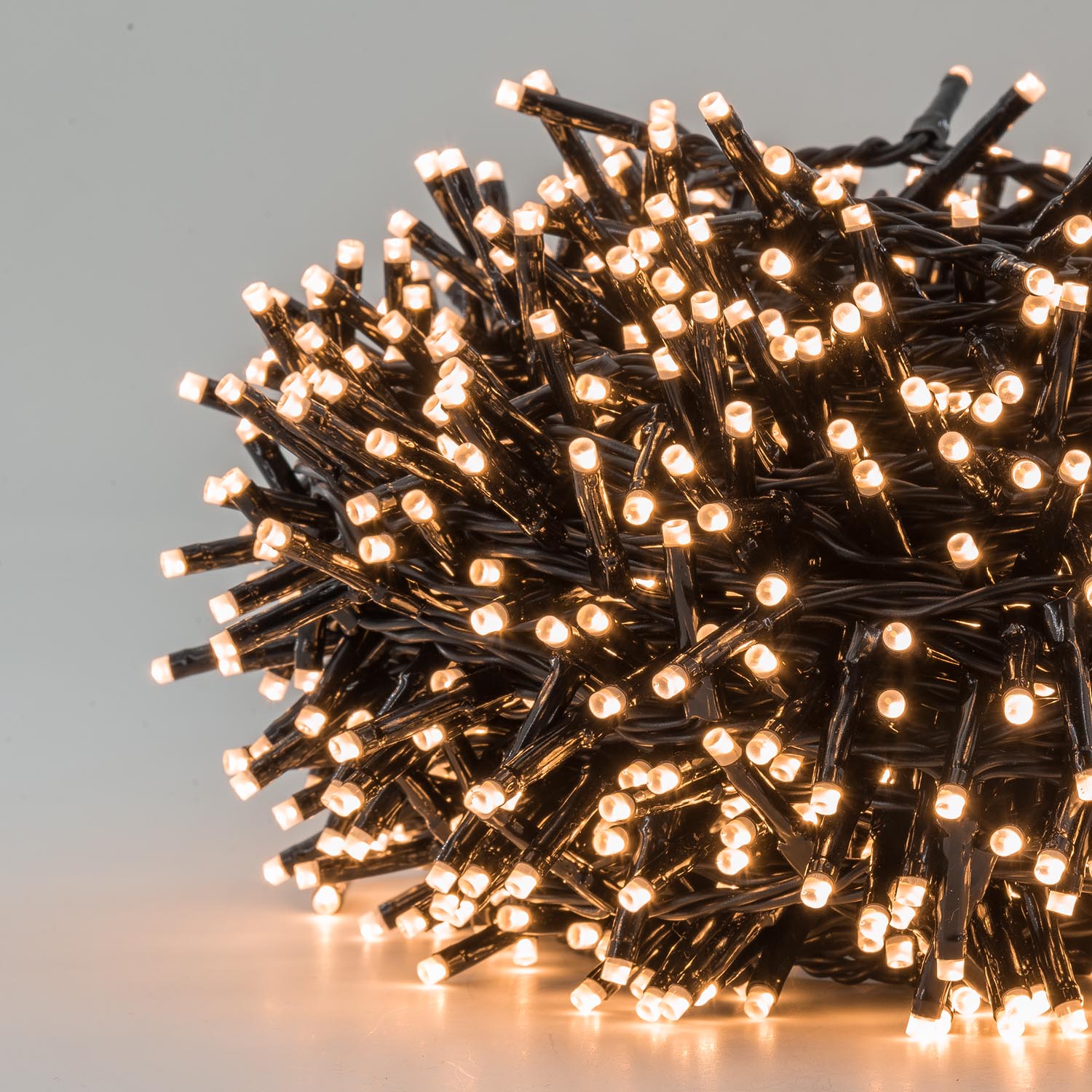 Catena 30 m, 1000 miniled bianco caldo e bianco extra caldo, cavo nero 7