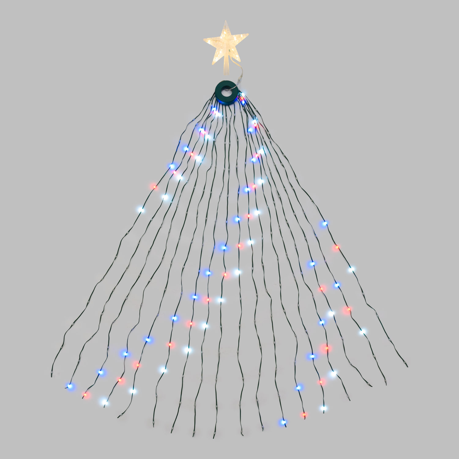 Manto de luces con Estrella para árbol de Navidad h 155 cm, 304 gotas de luz RGB 7 Manto de luces con Estrella para árbol de Navidad h 155 cm, 304 gotas de luz RGB 7