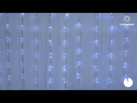 Rideau effet chute de neige 3 x h 1,2 m, 360 led blanc froid, câble transparent 2