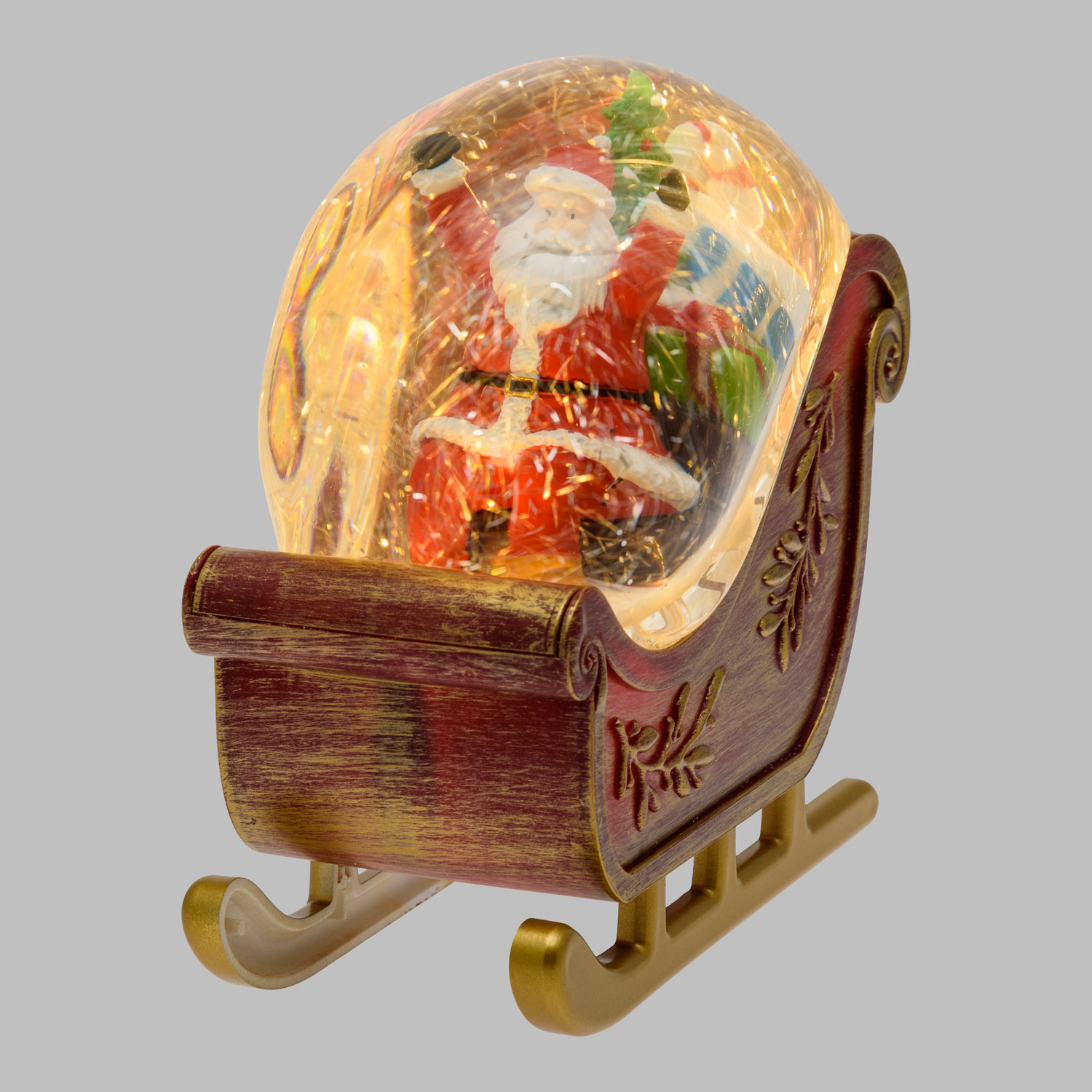 Roter LED Schlitten mit Weihnachtsmann, mit Wasser gefüllt, h 17,5 cm 8 Roter LED Schlitten mit Weihnachtsmann, mit Wasser gefüllt, h 17,5 cm 8