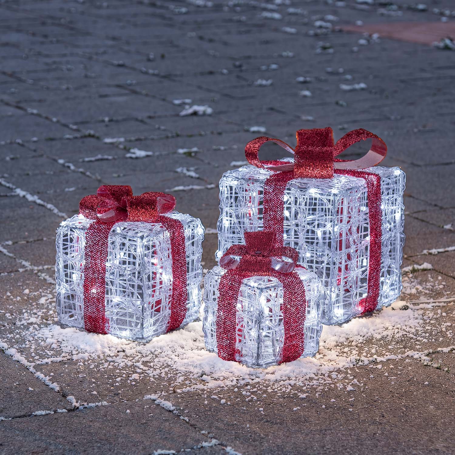 Set 3 Pacchi Regalo in acrilico, 120 Dual Color LED bianco caldo e bianco freddo  15