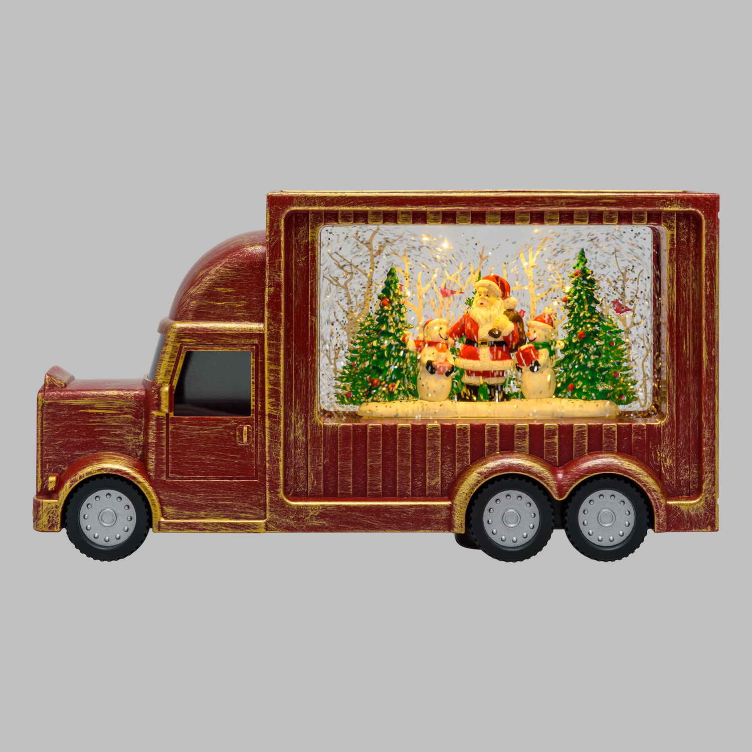 Lanterne de Noël rouge antique à piles Camion Cola avec neige paillettes 9 Lanterne de Noël rouge antique à piles Camion Cola avec neige paillettes 9