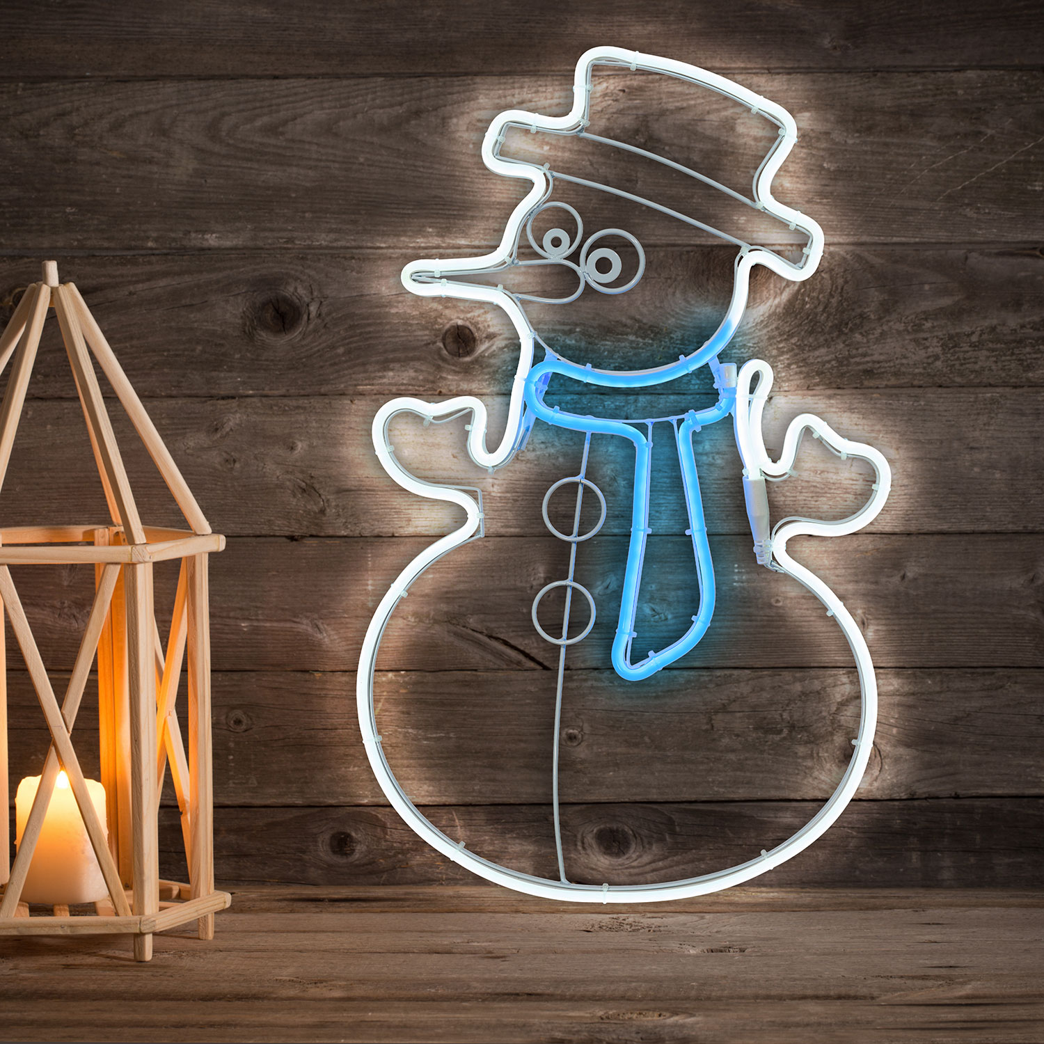 Pupazzo di Neve Blu in tubo effetto neon led 2 Pupazzo di Neve Blu in tubo effetto neon led 2