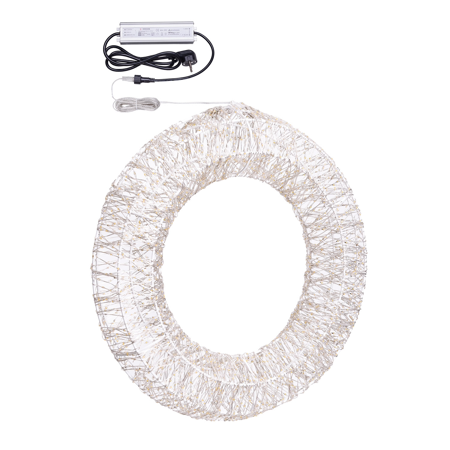 Corona Bianca 3D Ø 55 cm, microled bianco caldo e RGB, uso interno 5