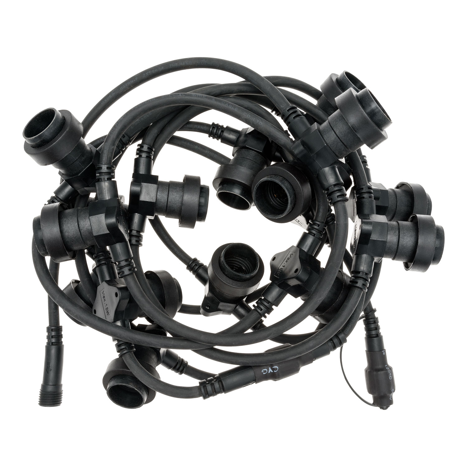 Lichterkette 5 m, 16 E27-Fassungen, schwarzes Kabel, erweiterbar 8 Lichterkette 5 m, 16 E27-Fassungen, schwarzes Kabel, erweiterbar 8