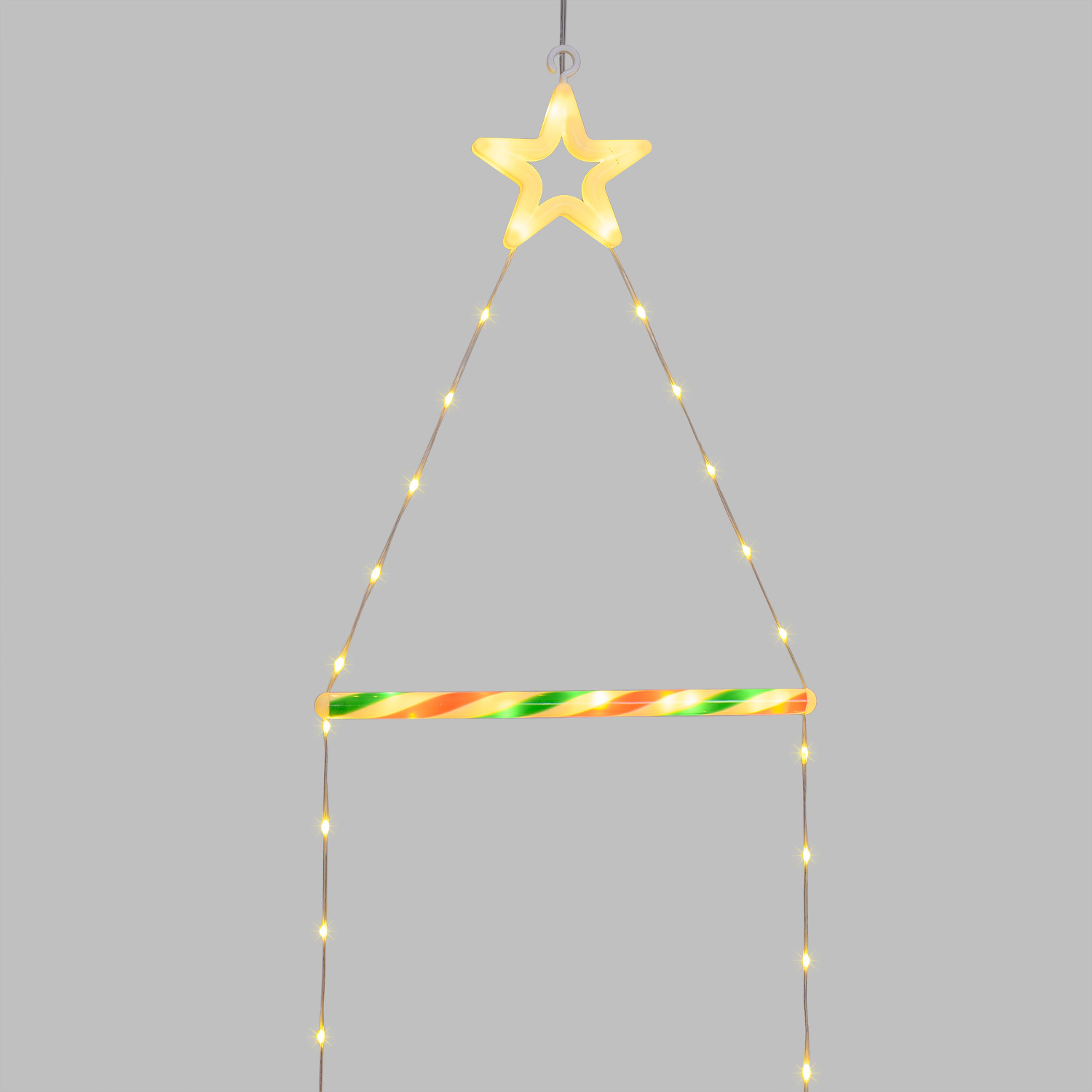 Babbo Natale su scala luminosa, h 200 cm, Dual LED bianco caldo e multicolor 8