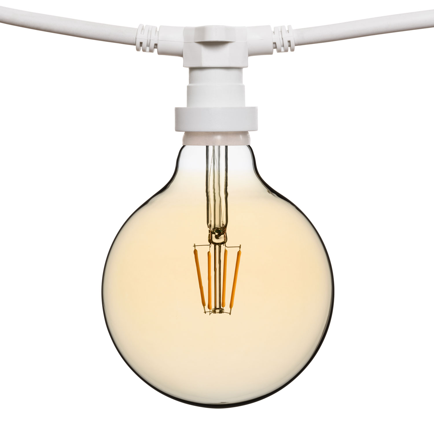 Catena 5 m, 8 lampadine led globo Ø 125 mm di 4 Watt, cavo bianco, prolungabile 6 Catena 5 m, 8 lampadine led globo Ø 125 mm di 4 Watt, cavo bianco, prolungabile 6