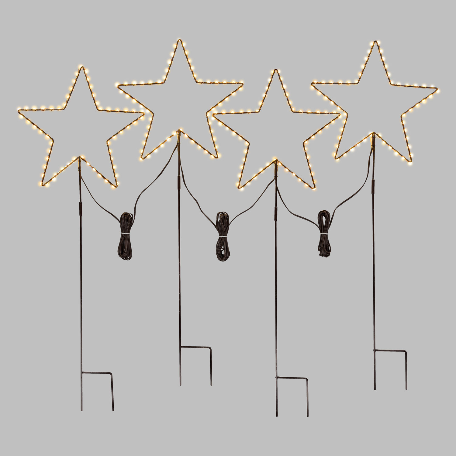 4er Garten Sterne-Set mit Erdspieß, MicroLEDs warmweiß 2 4er Garten Sterne-Set mit Erdspieß, MicroLEDs warmweiß 2