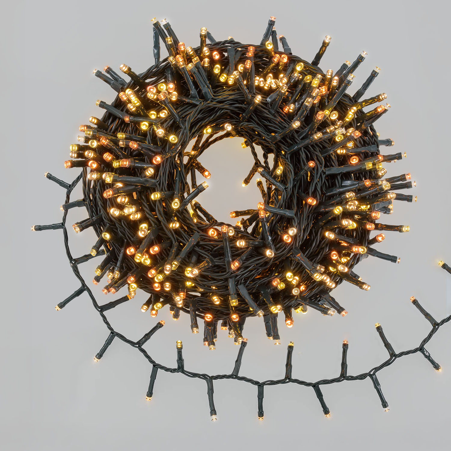 Lichterkette 20,5 m, 1000 Multi-Warmweiß LEDs, grünes Kabel