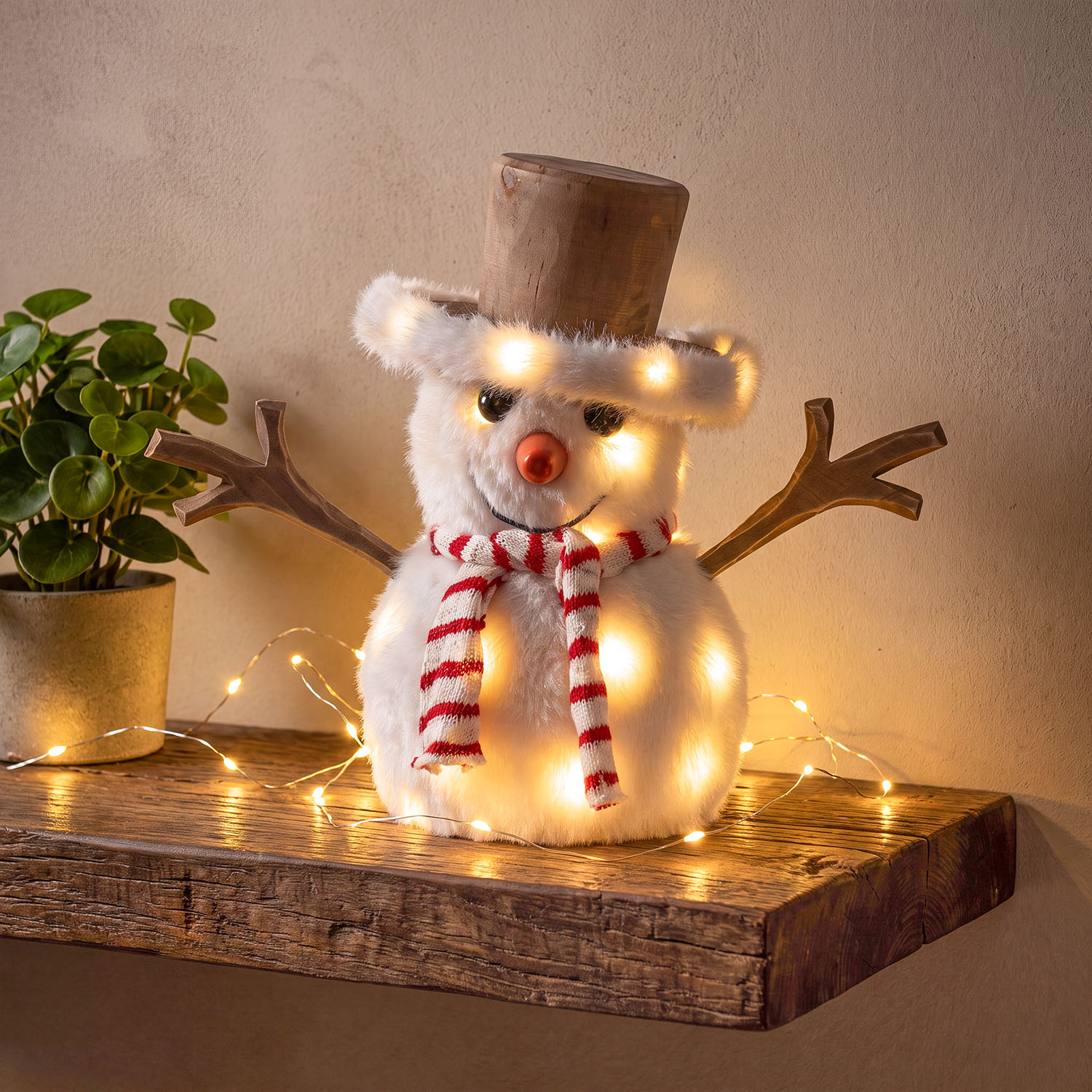 SnowPazzo lumineux 3D en bois, à piles, h 25 cm, Dual Color MicroLED blanc chaud et blanc froid, usage intérieur 11