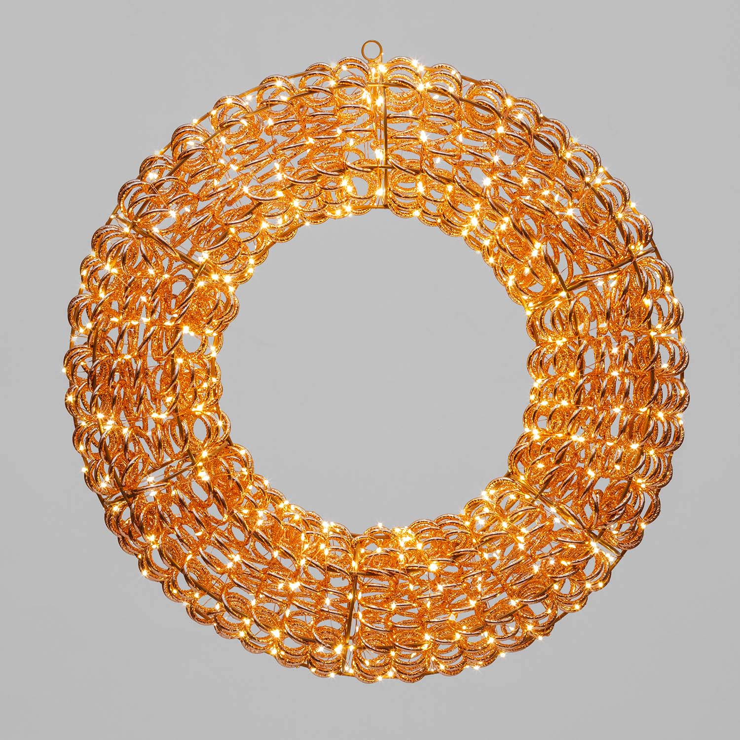 Corona in metallo 3D Rose Gold, filo a spirale, ∅60 cm, 720 microled bianco caldo
