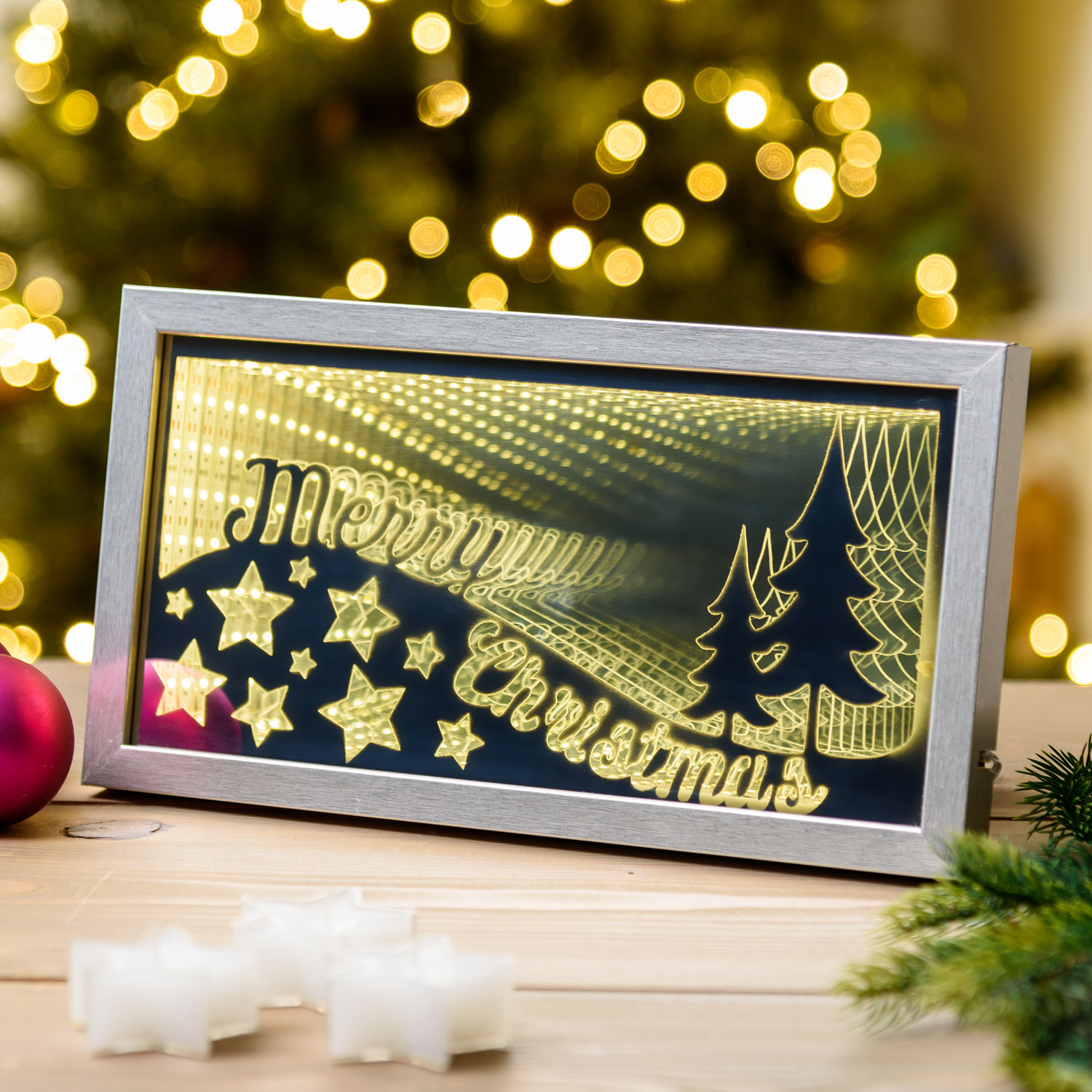 Quadretto luminoso Merry Christmas, led bianco caldo Quadretto luminoso Merry Christmas, led bianco caldo