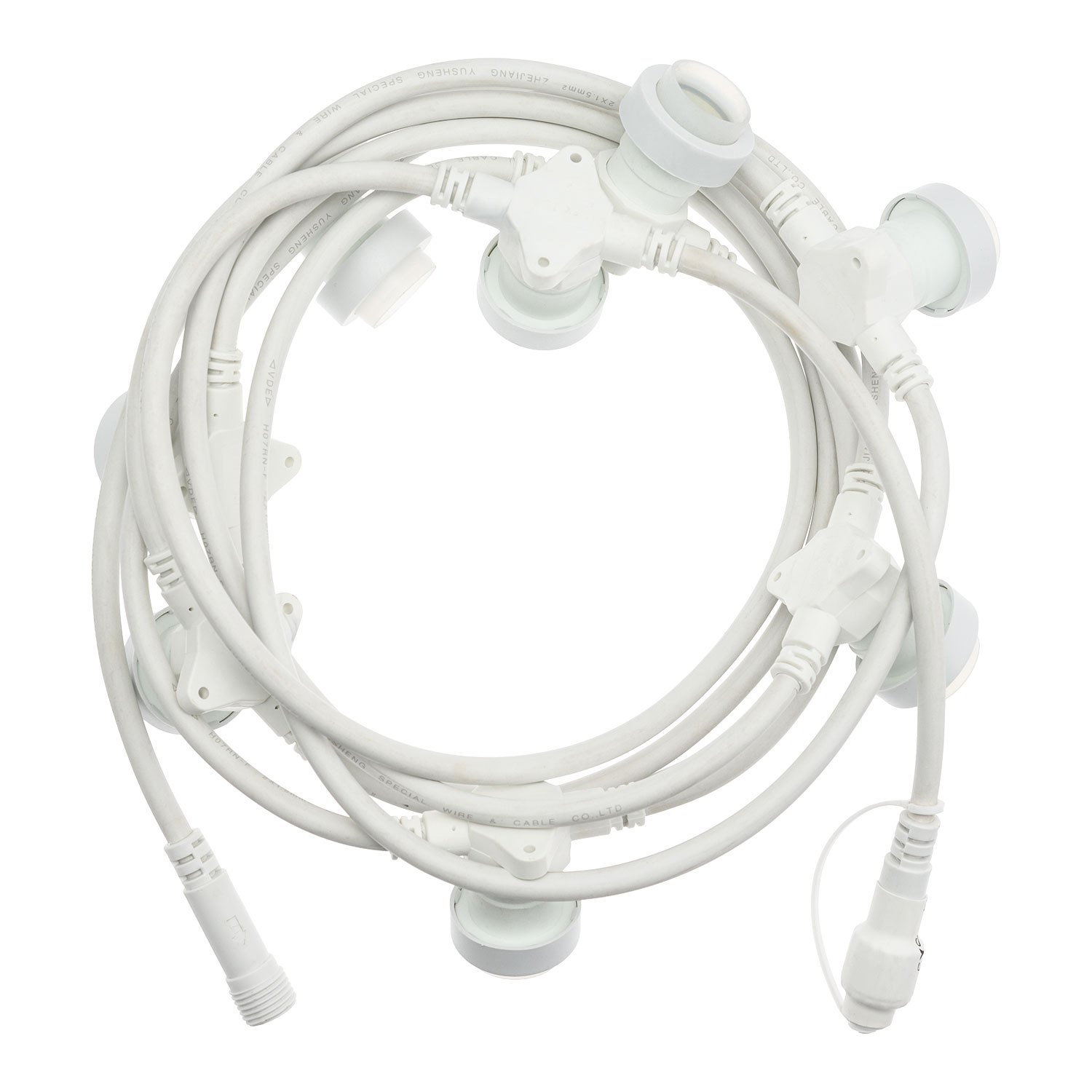 Lichterkette 5 m, 8 E27-Fassungen, weißes Kabel, erweiterbar 2 Lichterkette 5 m, 8 E27-Fassungen, weißes Kabel, erweiterbar 2