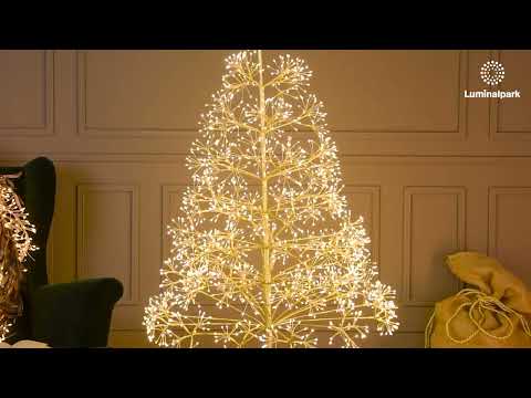 Champagnerfarbener Baum RICCO, H 1,8 m, 2100 Micro-LEDs in warmweiß und kaltweißem, Innenbereich 2