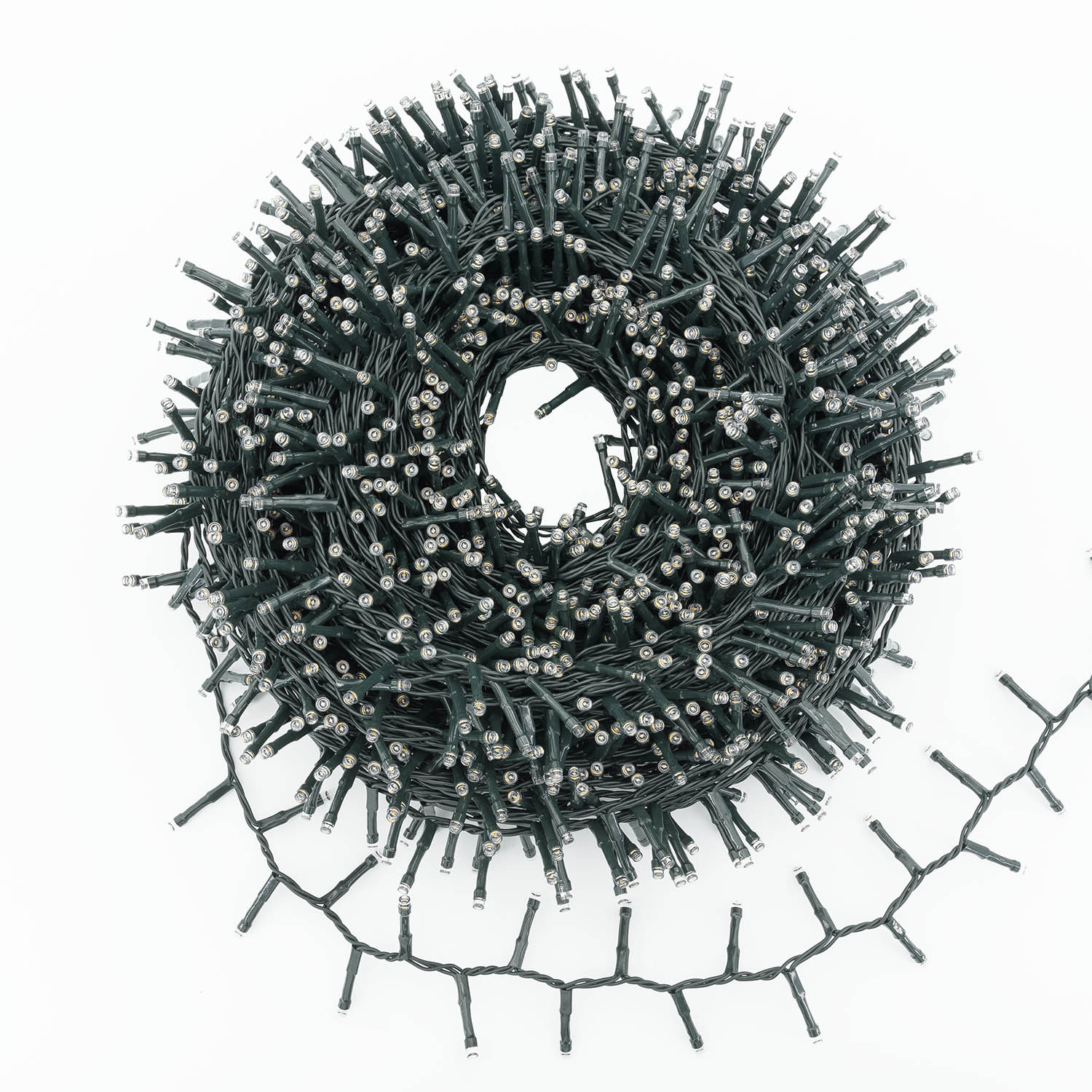 Catena Nastro di Luce 40,5 m, 2000 led Multi bianco caldo, cavo verde 5