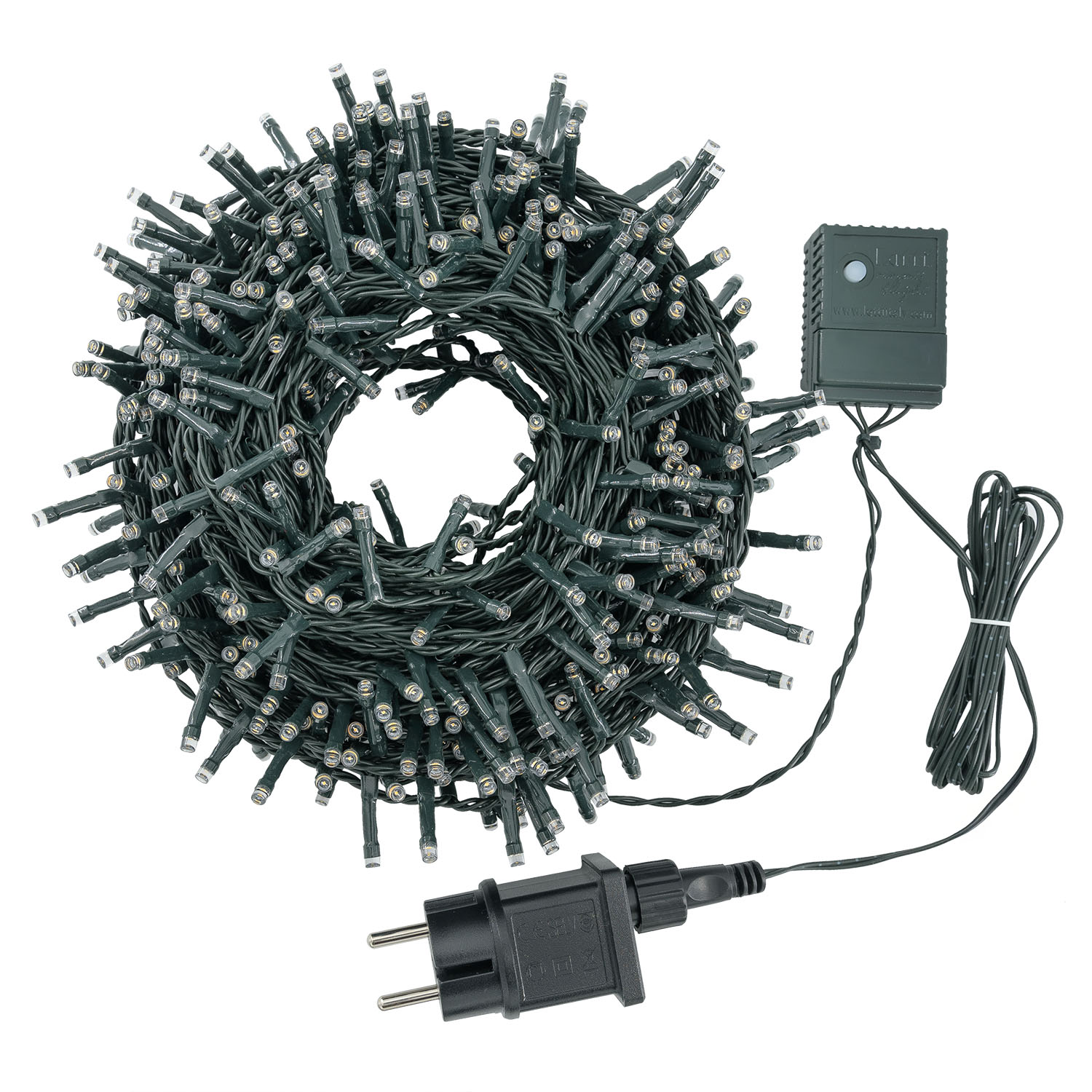 Guirnalda 24,5 m, 600 led Multi blanco cálido, cable verde 3