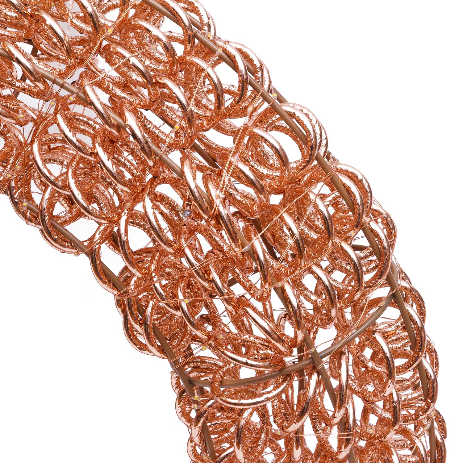 Corona in metallo 3D Rose Gold, filo a spirale, ∅60 cm, 720 microled bianco caldo 3