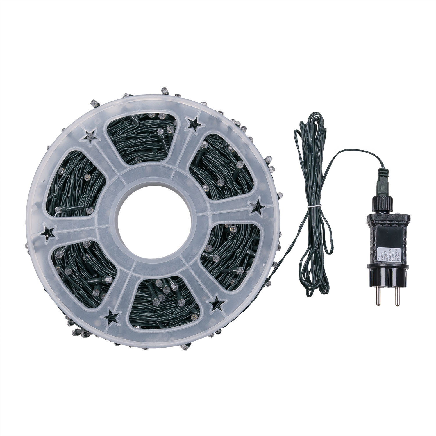 Catena 50 m, 500 led Diamante Bubble bianco caldo, cavo verde 5