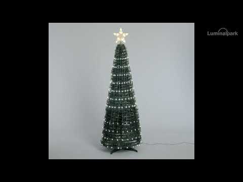 Árbol cónico plegable h 150 cm, Gotas de luz led blanco cálido y blanco frío 2 Árbol cónico plegable h 150 cm, Gotas de luz led blanco cálido y blanco frío 2