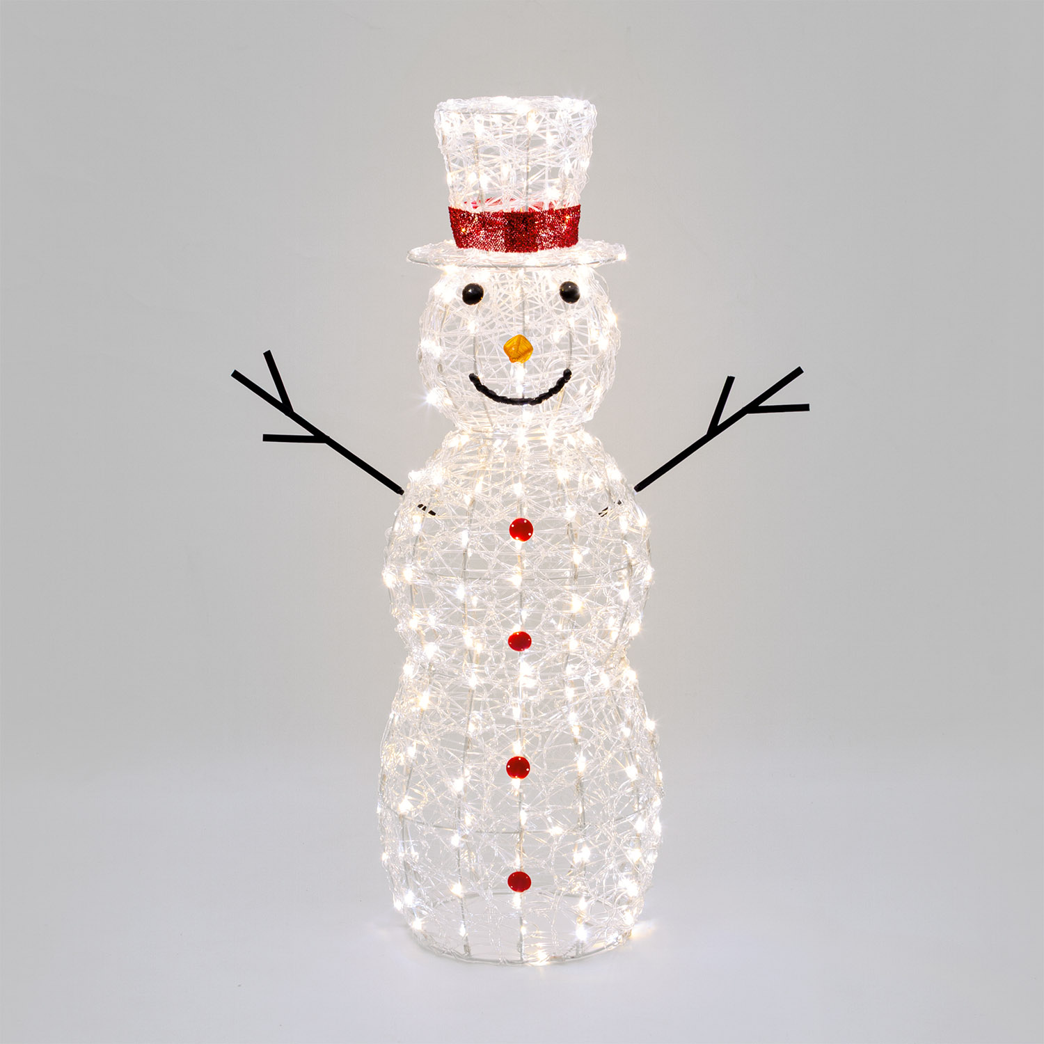 Pupazzo di Neve 3D in acrilico trasparente, h 105 cm, 220 Dual LED bianco caldo e freddo 19
