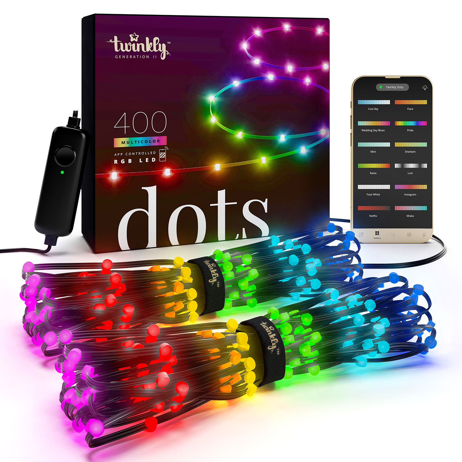 20 m Twinkly Dots String Light, 400 RGB LEDs, black cable 1 20 m Twinkly Dots String Light, 400 RGB LEDs, black cable 1