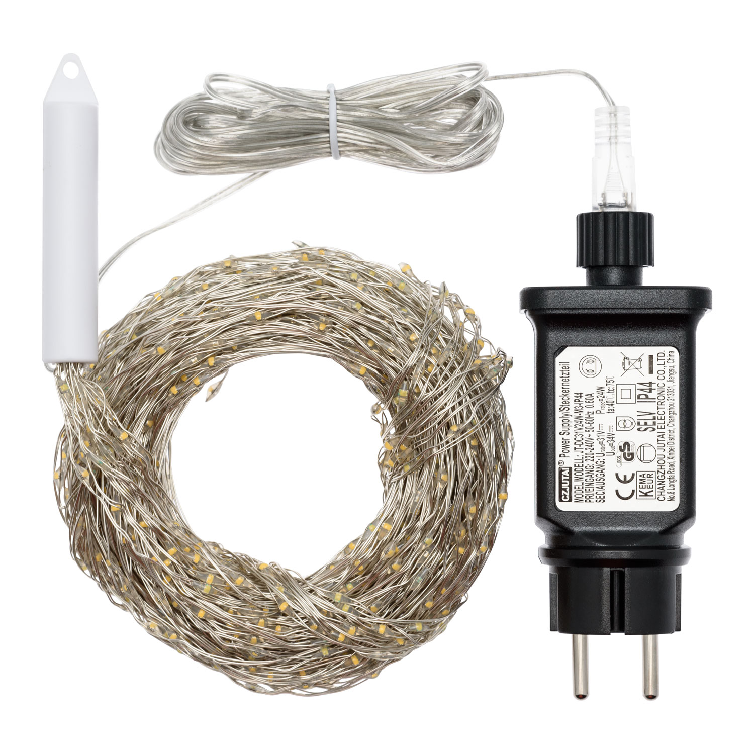 Cascada de luces 5 m, 15 tiras, 1500 microled blanco cálido y frío, cable metal plata 3 Cascada de luces 5 m, 15 tiras, 1500 microled blanco cálido y frío, cable metal plata 3