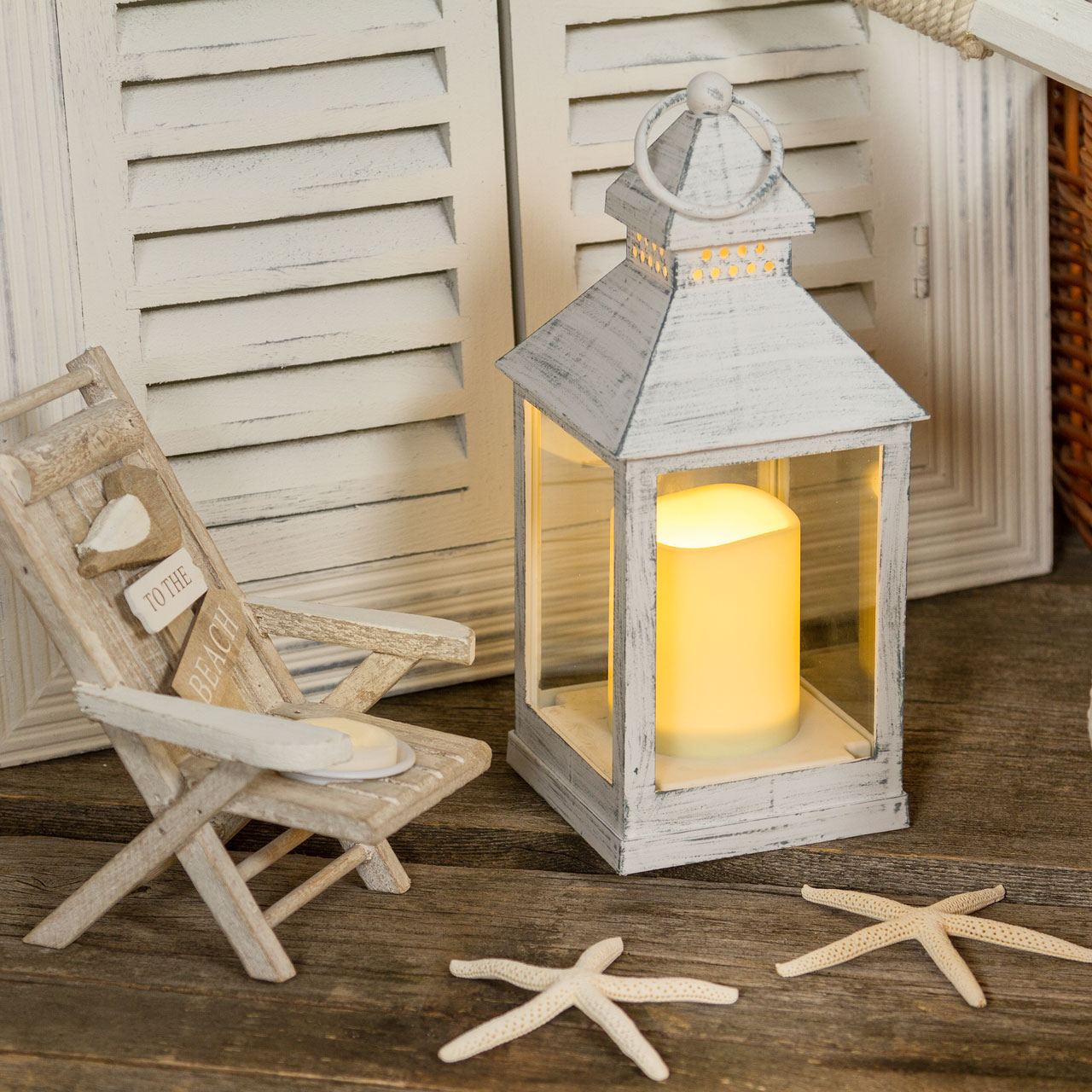 Farol Vintage con vela Led h. 24 cm 6 Farol Vintage con vela Led h. 24 cm 6