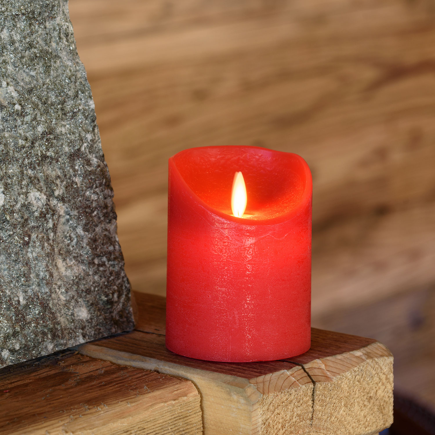 Vela roja Led de cera rústica h. 10 cm 6 Vela roja Led de cera rústica h. 10 cm 6