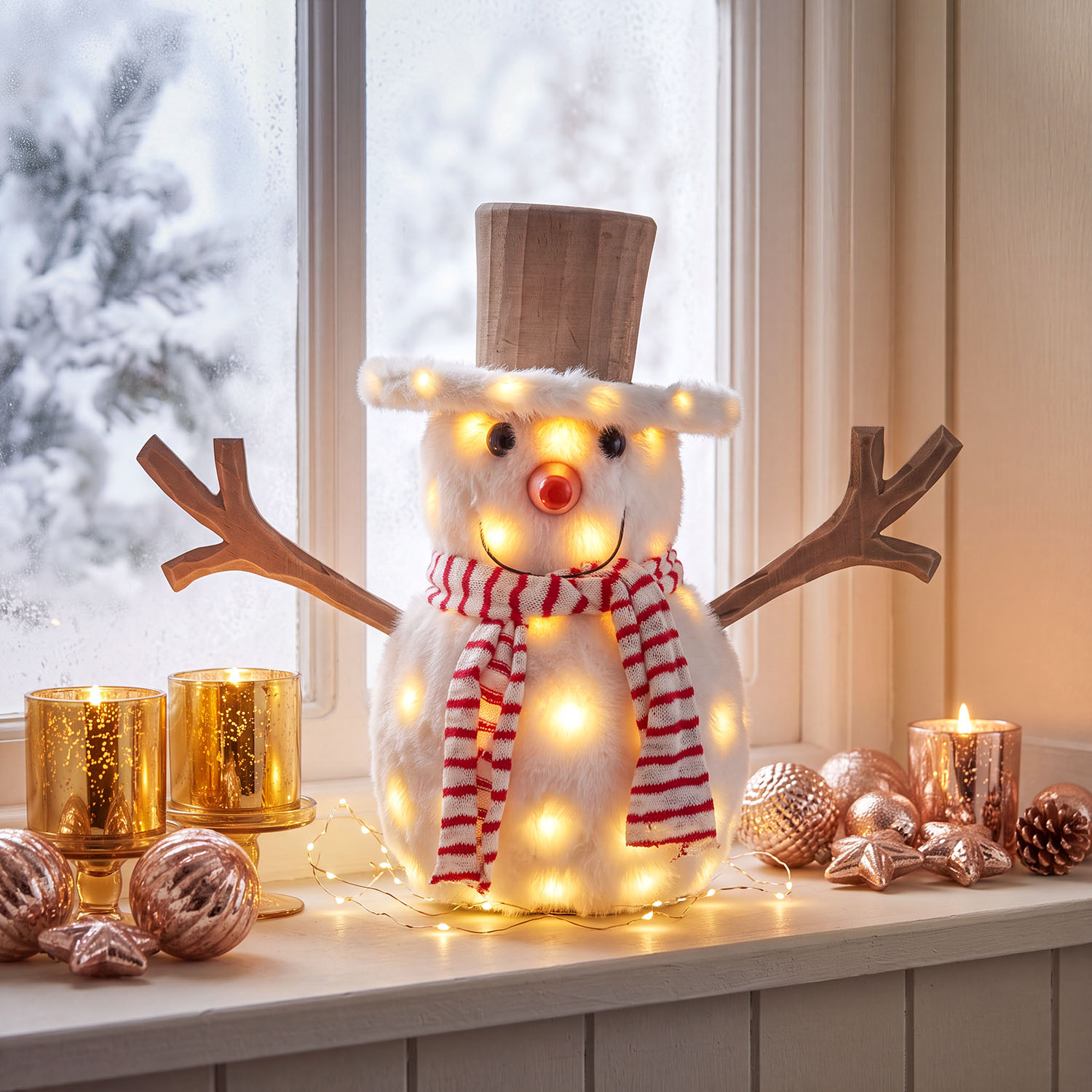 h 40 cm, Dual Color Warm White and Cold White MicroLEDs, 3D Wooden SnowPazzo Light, Indoor Use 11