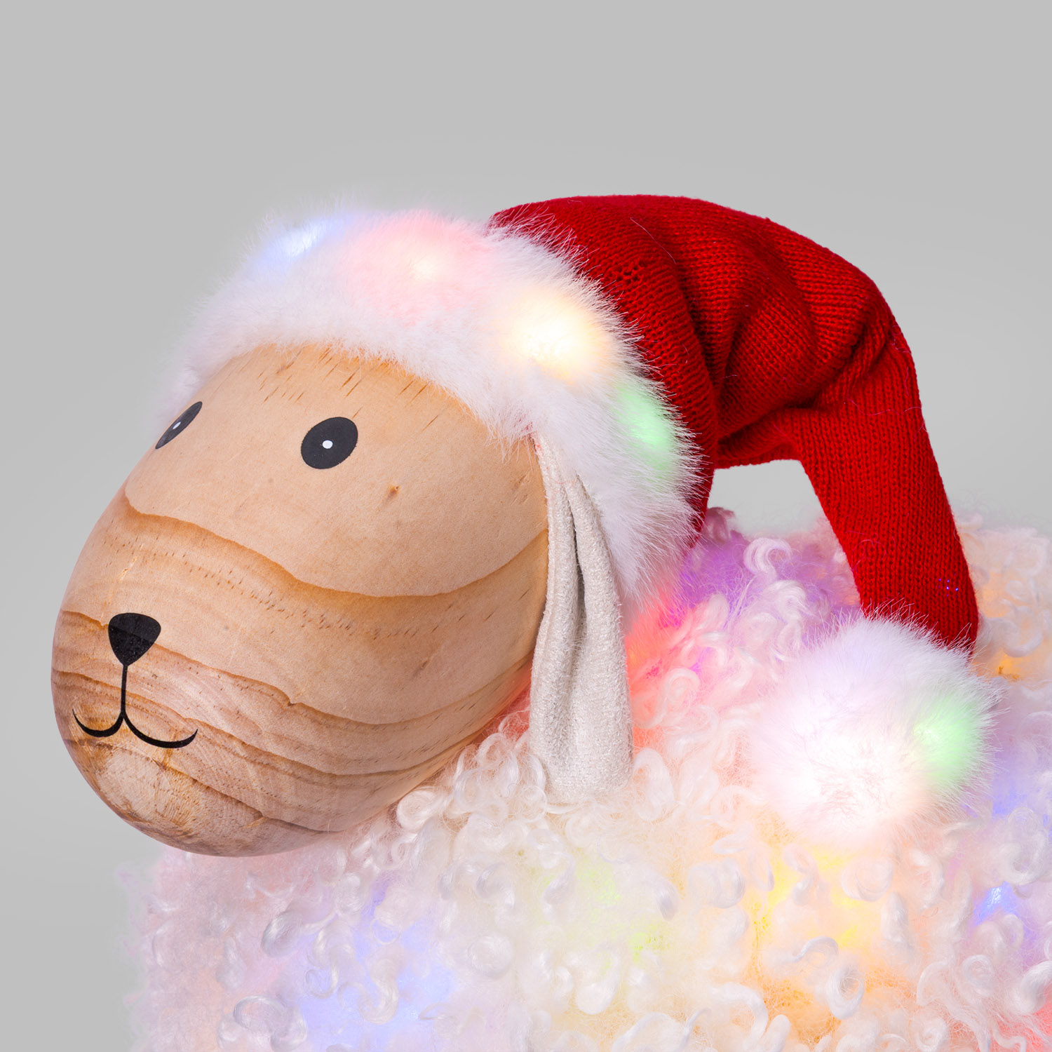 NatAgnello 3D-Leuchtfigur aus Holz, H 35 cm, Dual Color Micro-LEDs warmweiß und mehrfarbig, für den Innenbereich 7