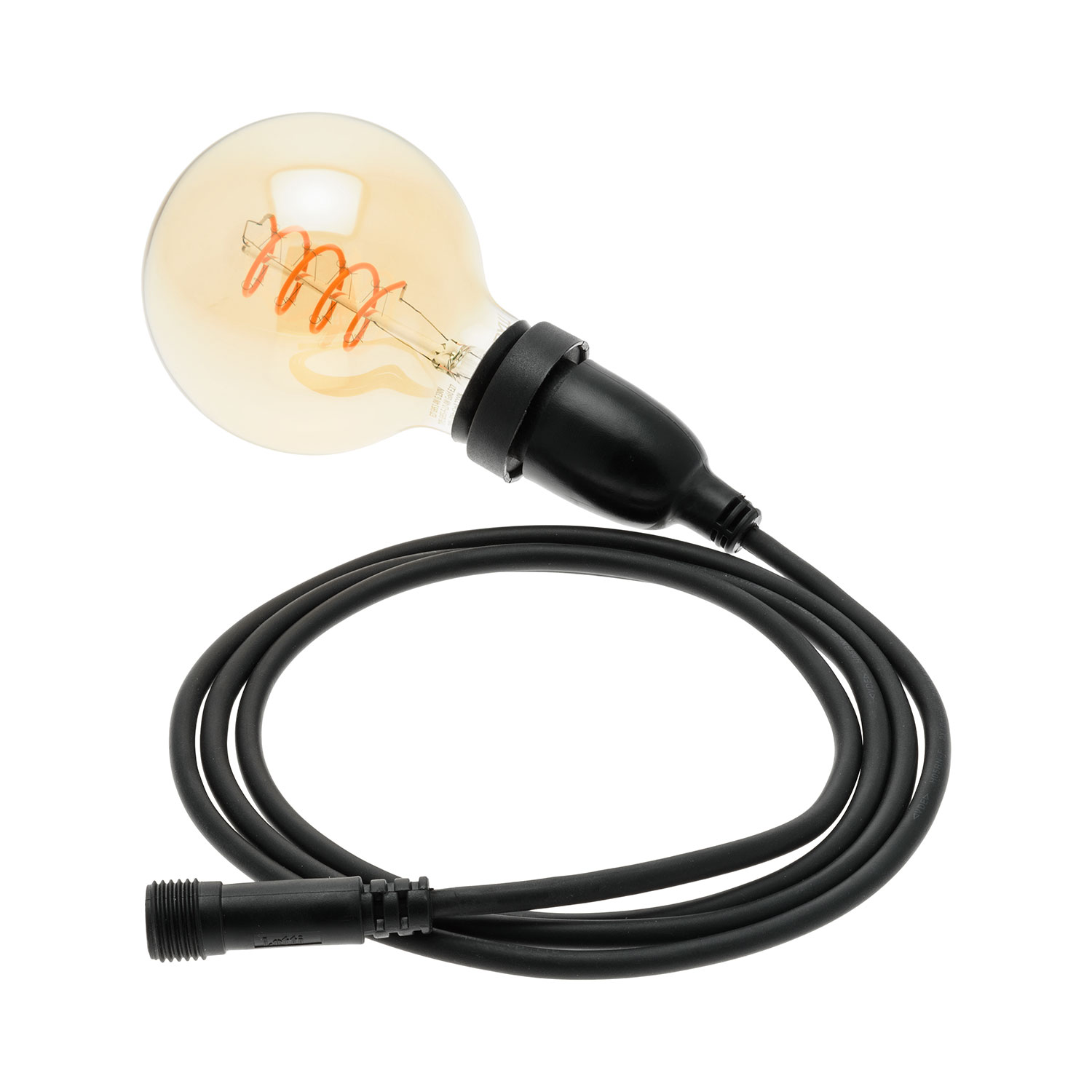 Lampadina da 4 Watt globo Ø 95 mm a sospensione, led a spirale, 3 metri di cavo nero Lampadina da 4 Watt globo Ø 95 mm a sospensione, led a spirale, 3 metri di cavo nero