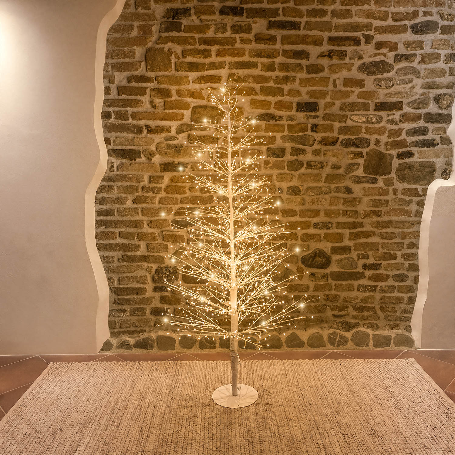 Arbre Conique Tilleul blanc h 1,5 m, 1120 microled blanc chaud, intérieur