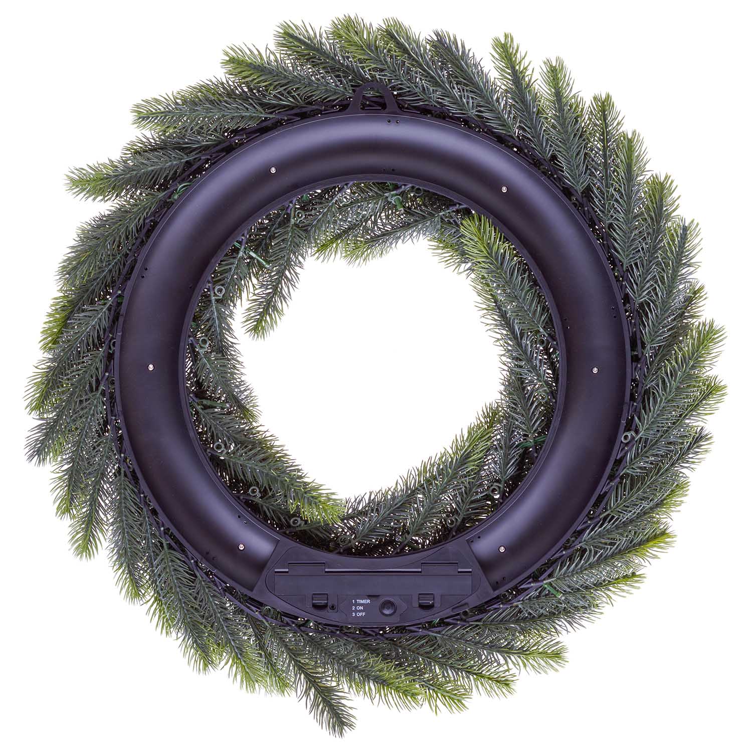 Corona Alpino in finto pino a batteria Ø 60 cm, 80 led integrati bianco caldo 5