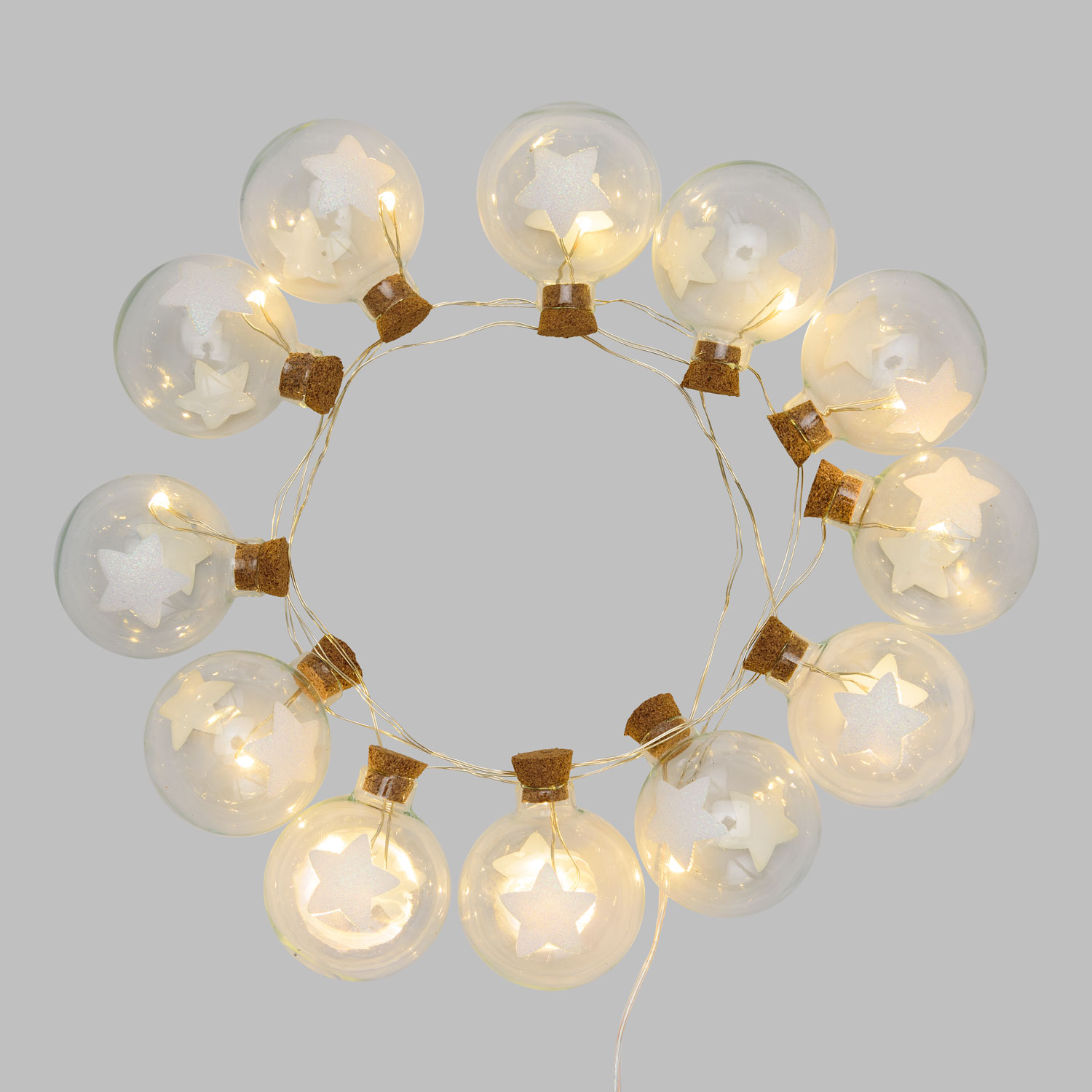 1,2m, 12 Glass Spheres with Stars Battery String Lights, Ø 40mm, Warm WhiteLEDs 5 1,2m, 12 Glass Spheres with Stars Battery String Lights, Ø 40mm, Warm WhiteLEDs 5
