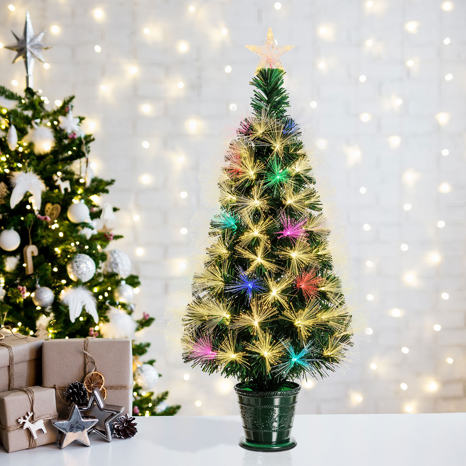 Sapin artificiel vert, fibre optique 100 cm, led blanc chaud et RGB 5 Sapin artificiel vert, fibre optique 100 cm, led blanc chaud et RGB 5